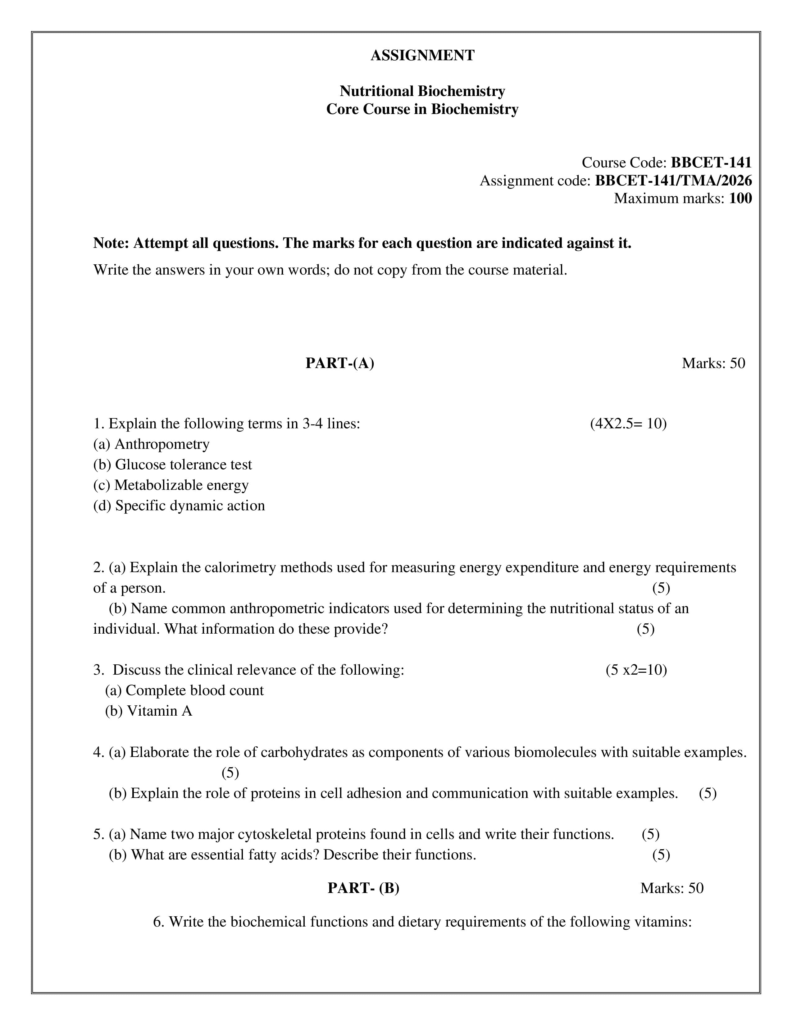 IGNOU BBCET 141 Handwritten Hardcopy Assignment 2026-26 (English Medium)