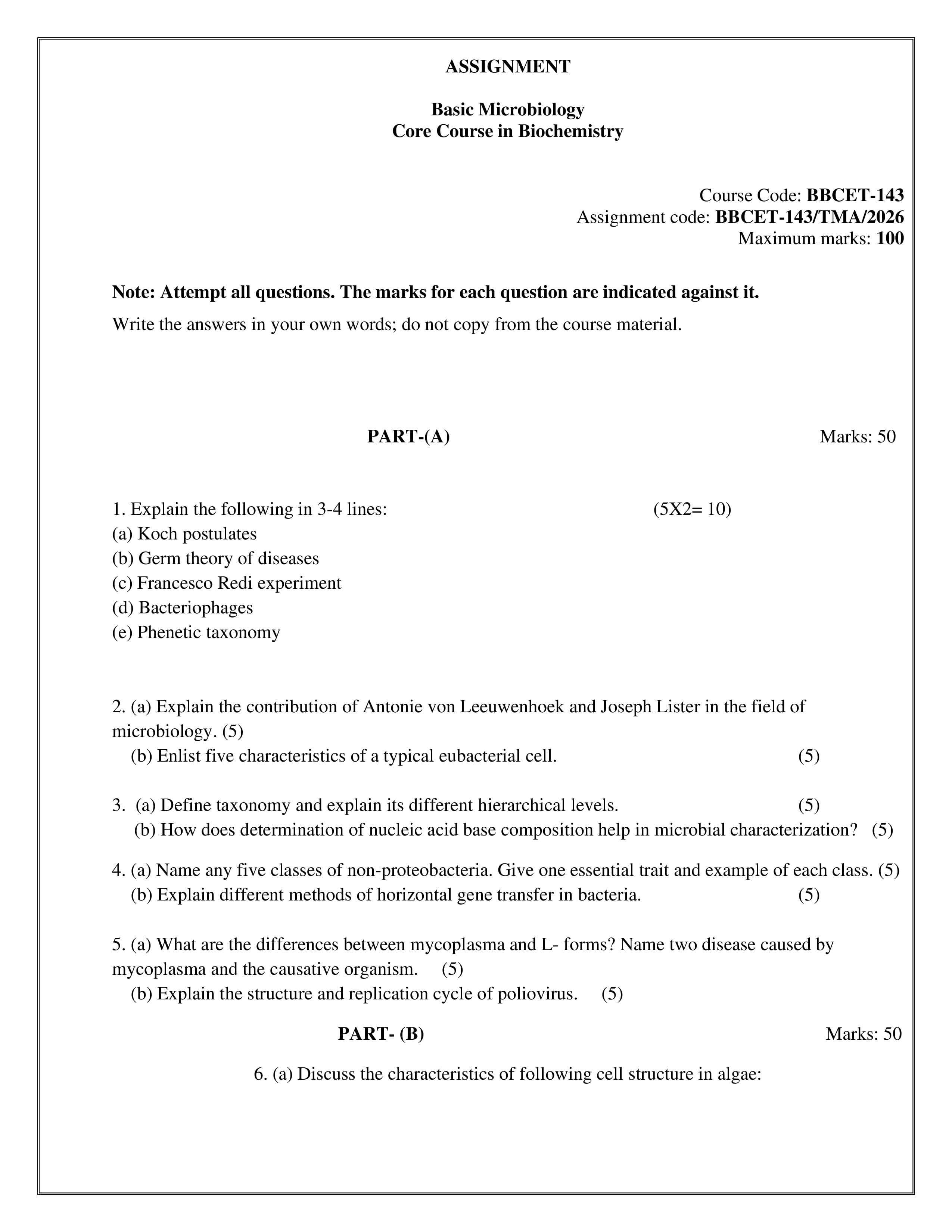 IGNOU BBCET 143 Handwritten Hardcopy Assignment 2026-26 (English Medium)