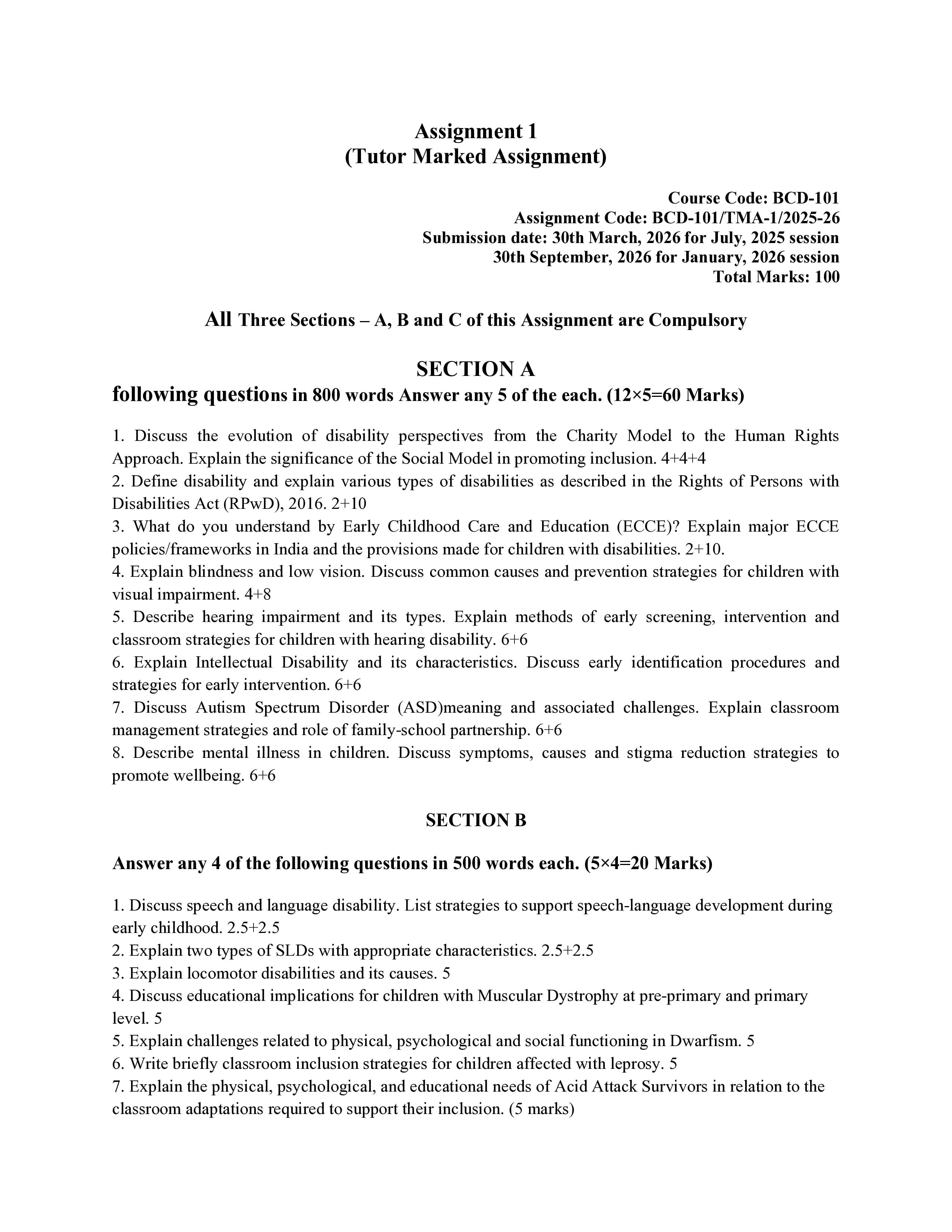 IGNOU BCD 101 Handwritten Hardcopy Assignment 2025-2026 (English Medium)