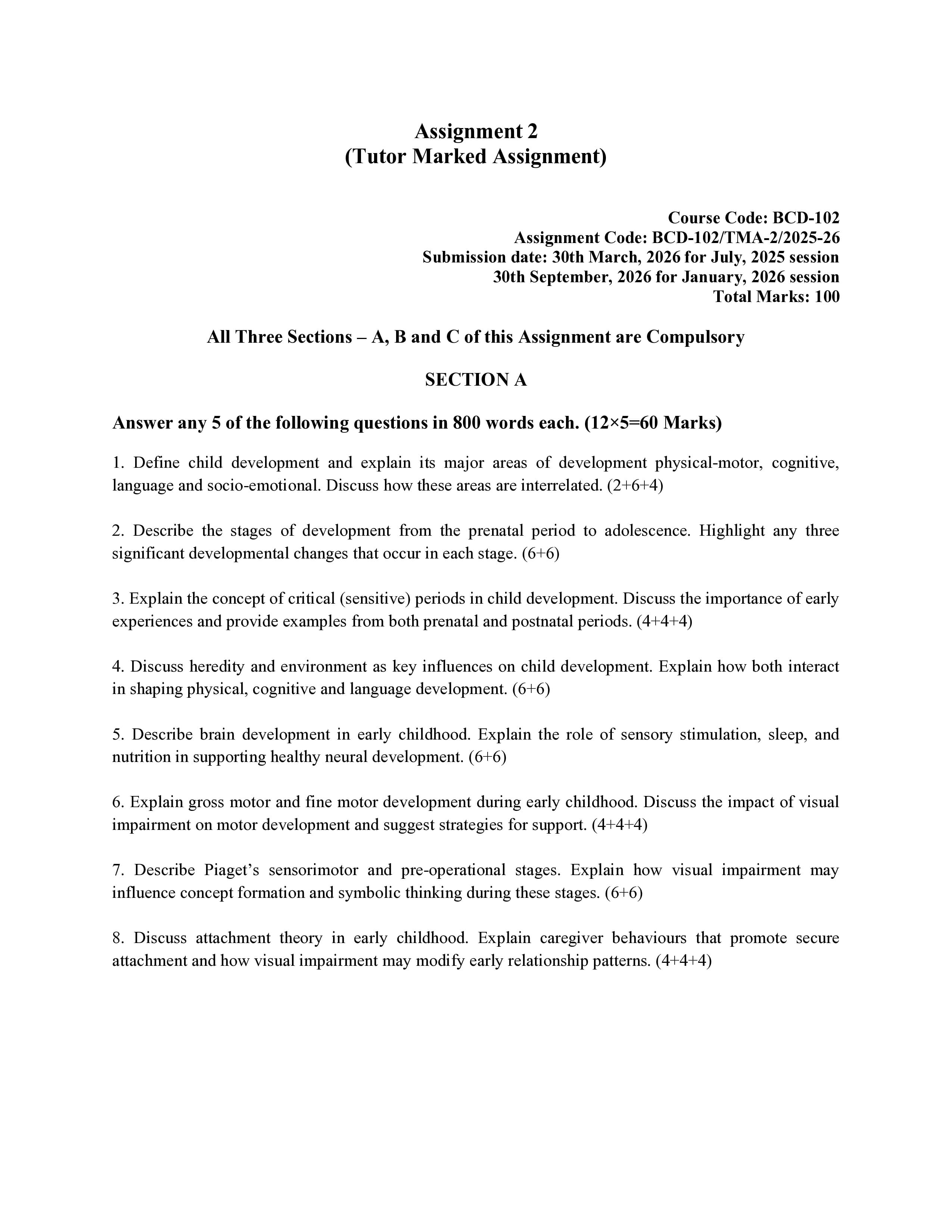 IGNOU BCD 102 Handwritten Hardcopy Assignment 2025-2026 (English Medium)