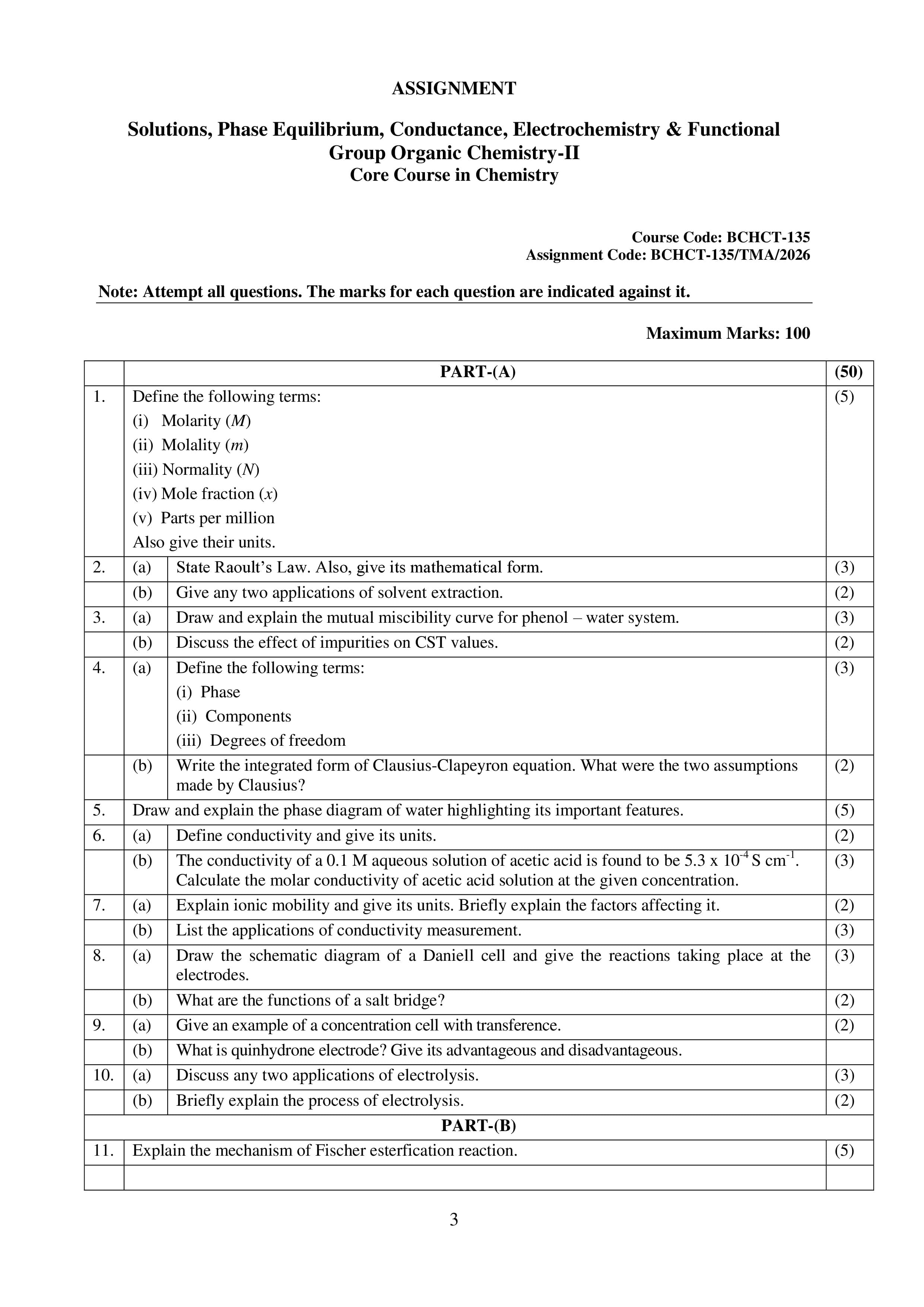 IGNOU BCHCT 135 Handwritten Hardcopy Assignment 2026-26 (English Medium)