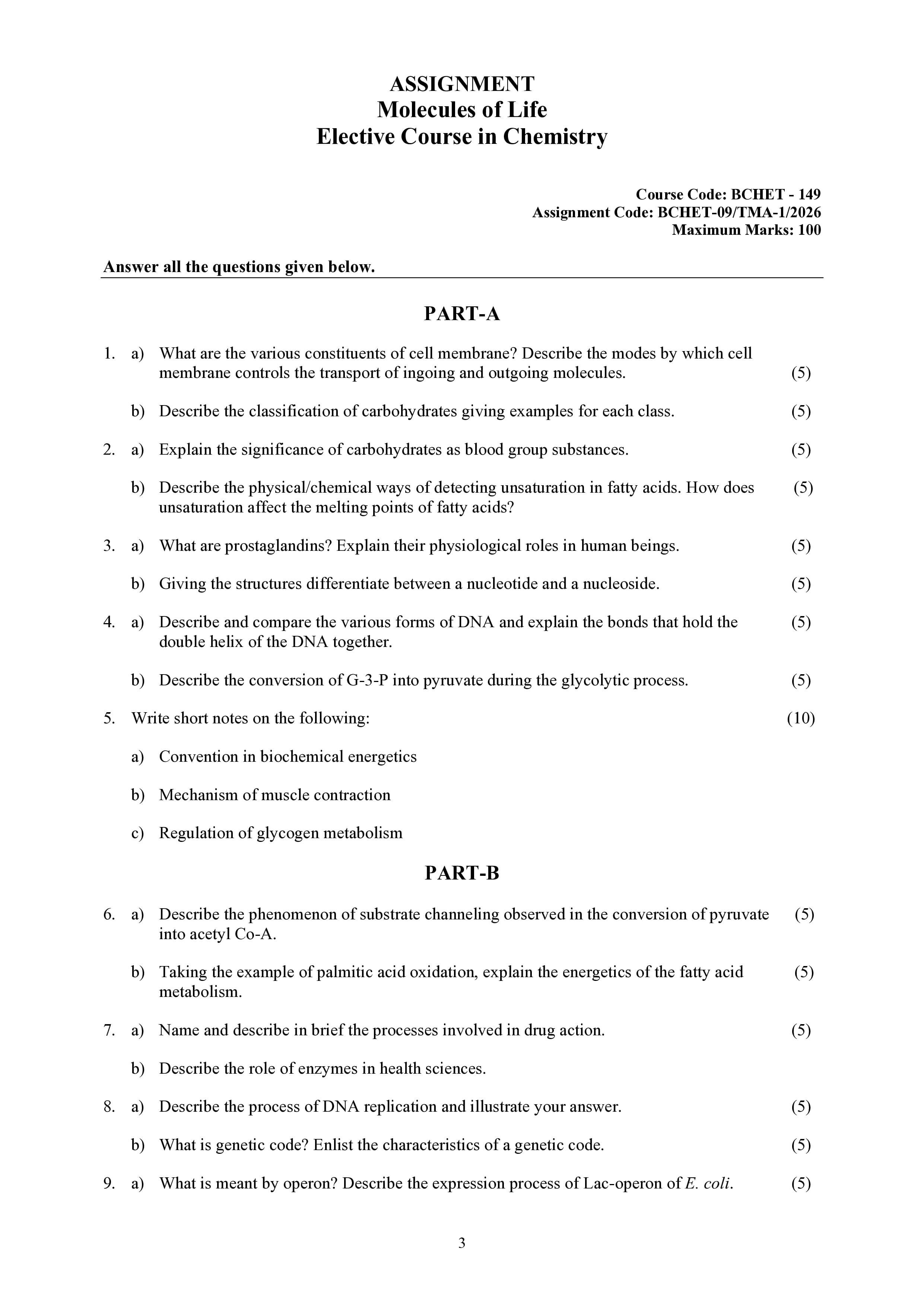 IGNOU BCHET 149 Handwritten Hardcopy Assignment 2026-26 (English Medium)
