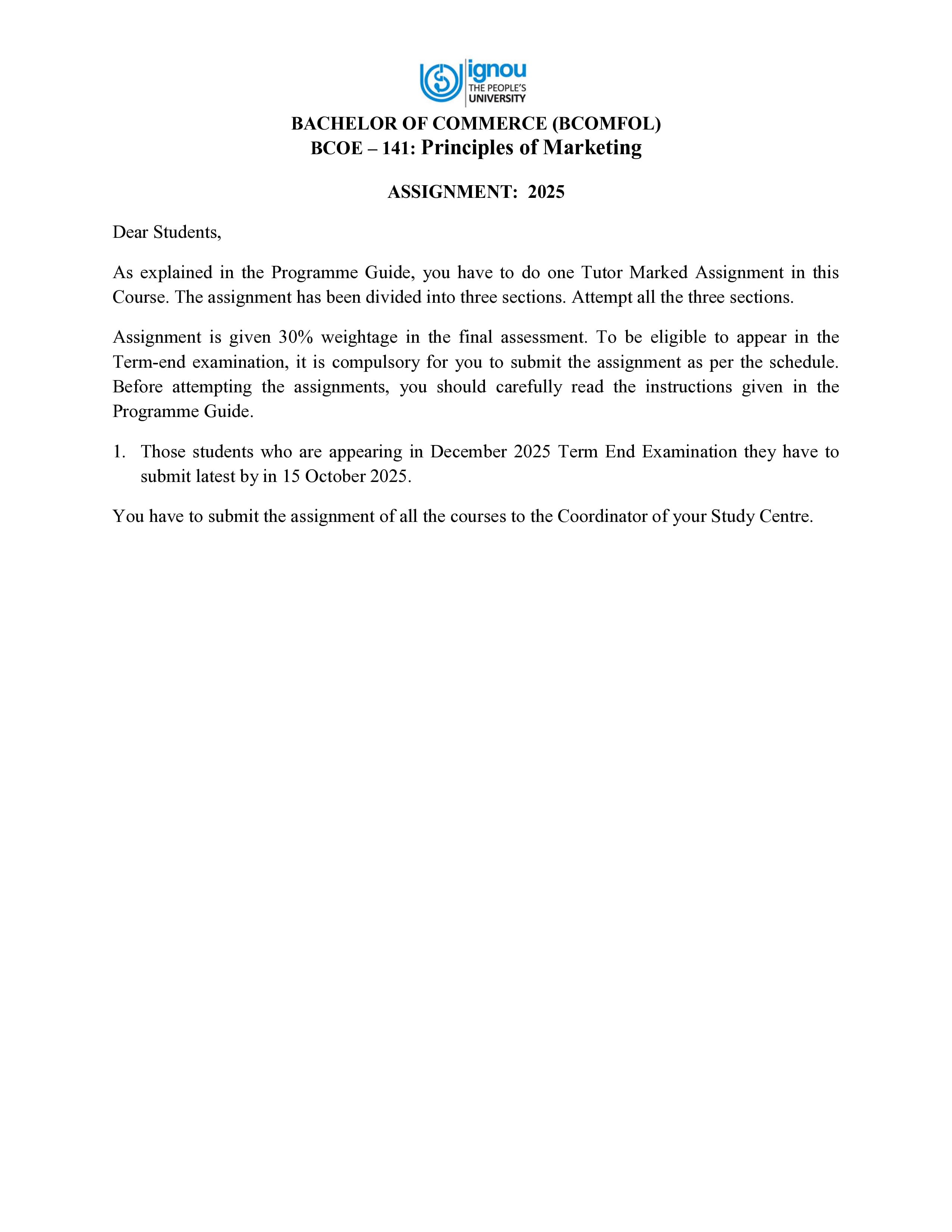 IGNOU BCOE 141 Handwritten Hardcopy Assignment 2025-25 (English Medium)