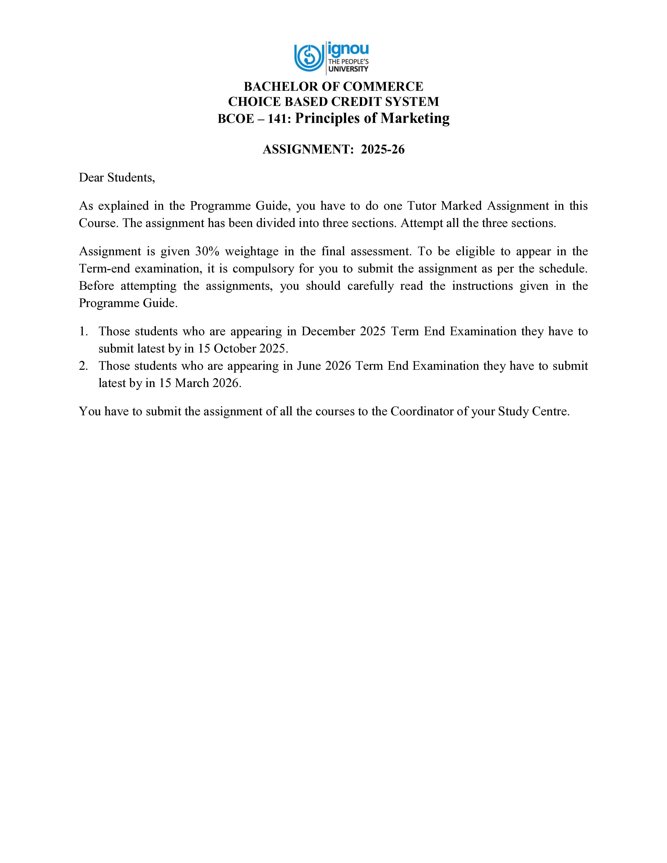 IGNOU BCOE 141 Handwritten Hardcopy Assignment 2025-2026 (English Medium)
