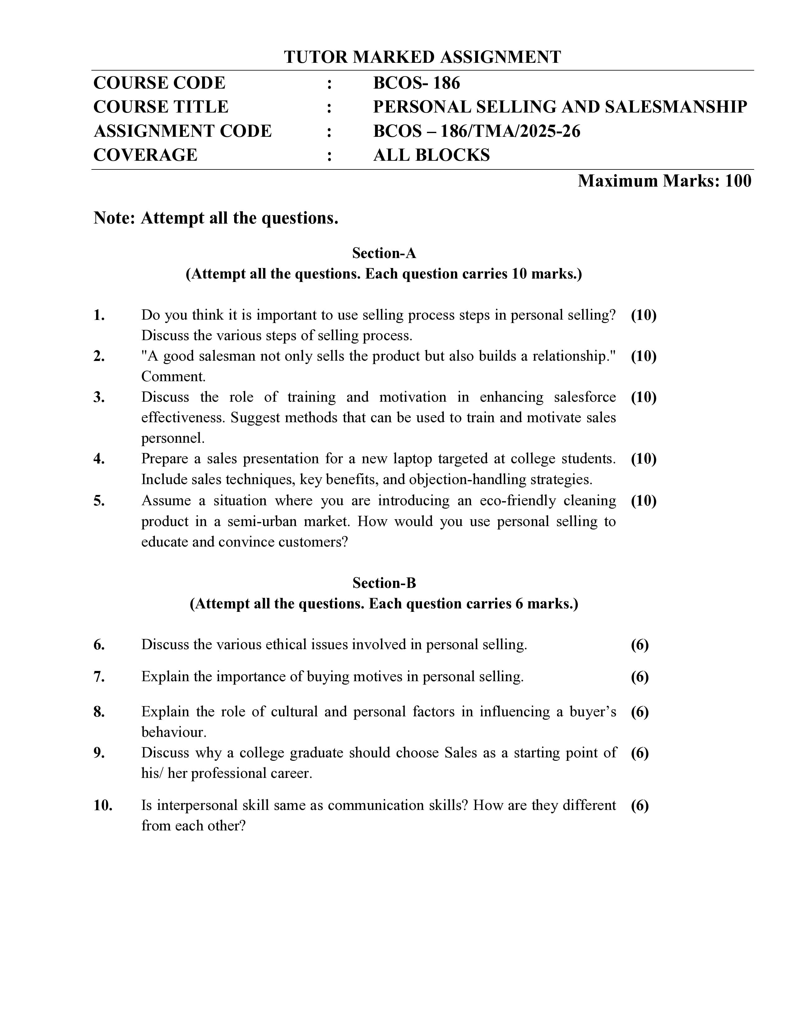 IGNOU BCOS 186 Handwritten Hardcopy Assignment 2025-2026 (English Medium)