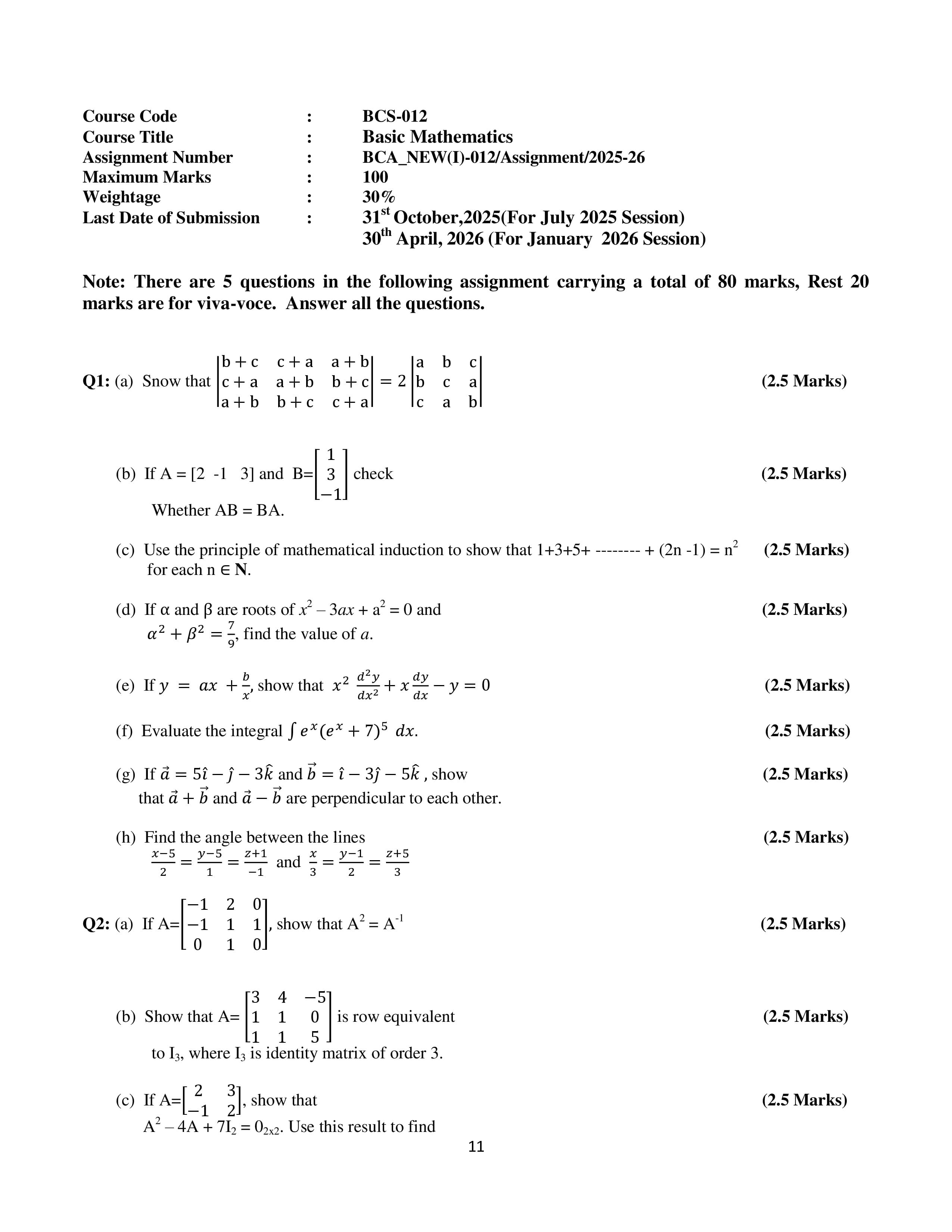 IGNOU BCS 012 Handwritten Hardcopy Assignment 2025-2026 (English Medium)
