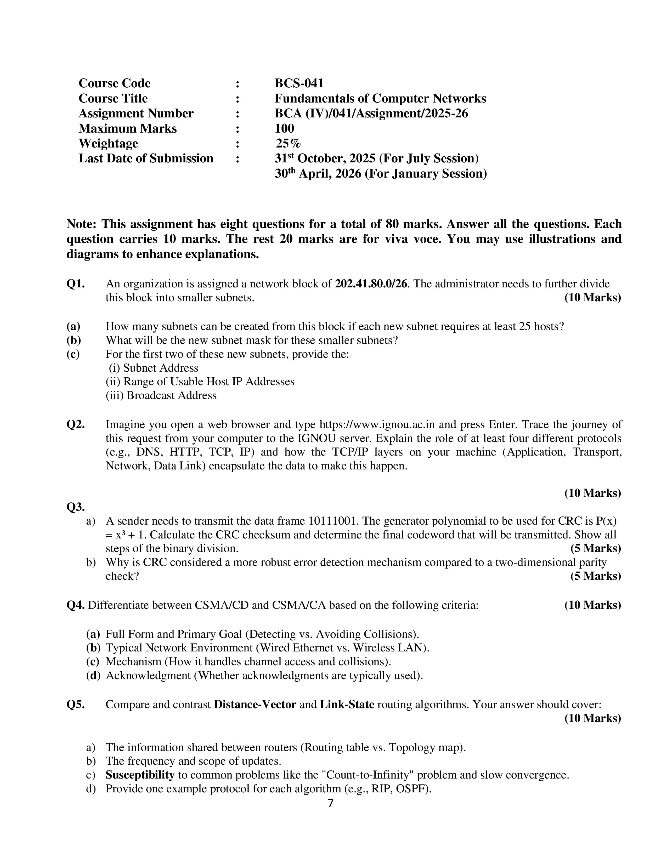 IGNOU BCS 041 Handwritten Hardcopy Assignment 2025-2026 (English Medium)