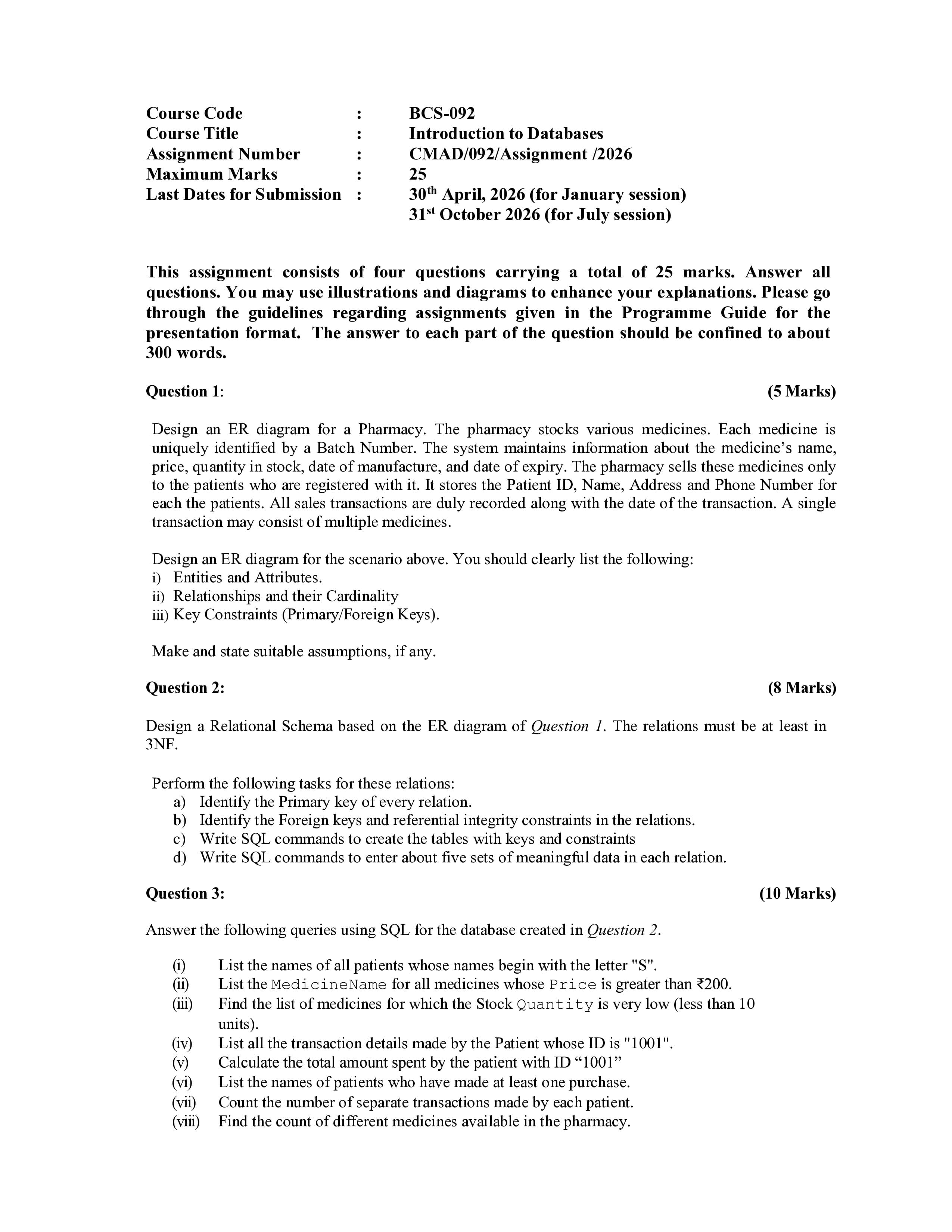 IGNOU BCS 092 Handwritten Hardcopy Assignment 2026-26 (English Medium)