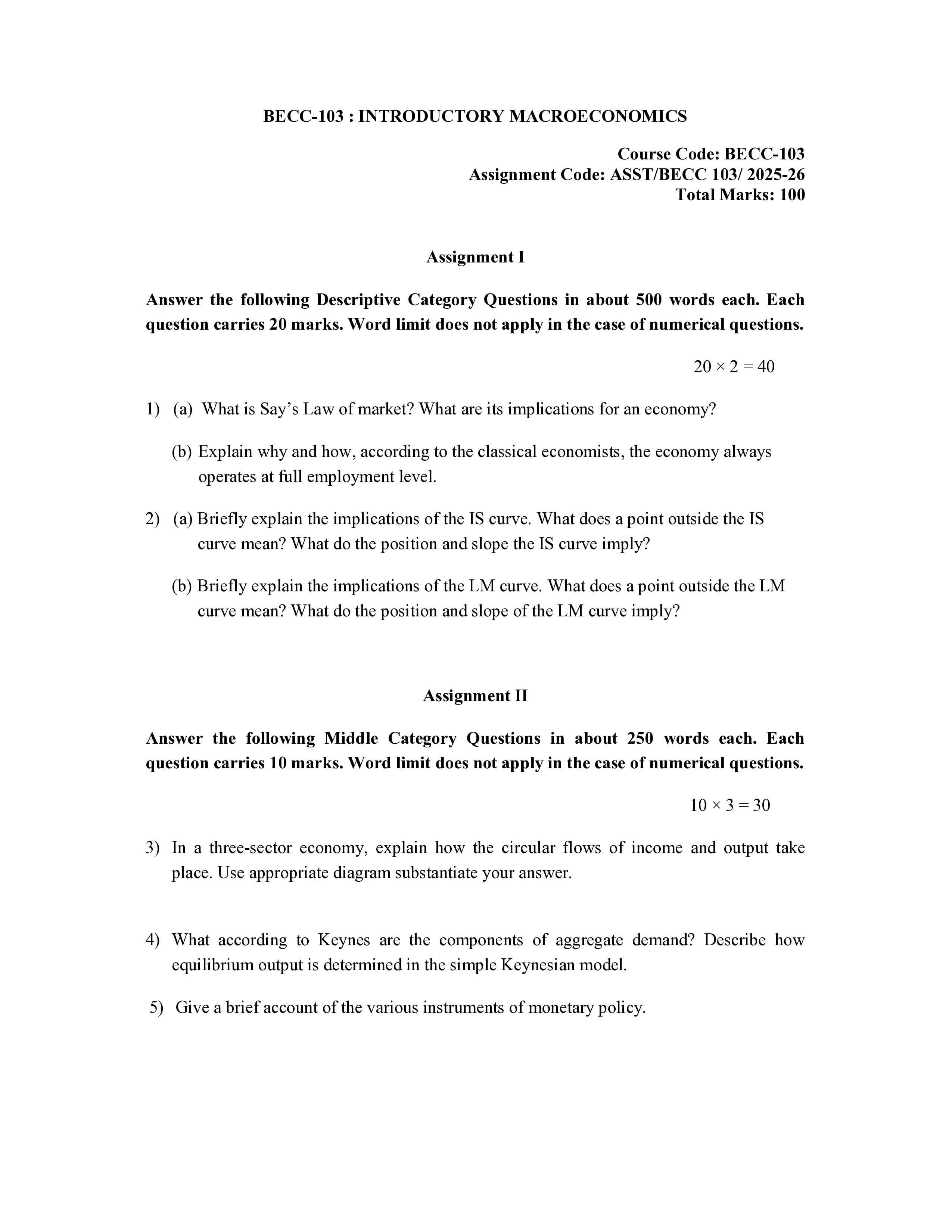 IGNOU BECC 103 Handwritten Hardcopy Assignment 2025-2026 (English Medium)