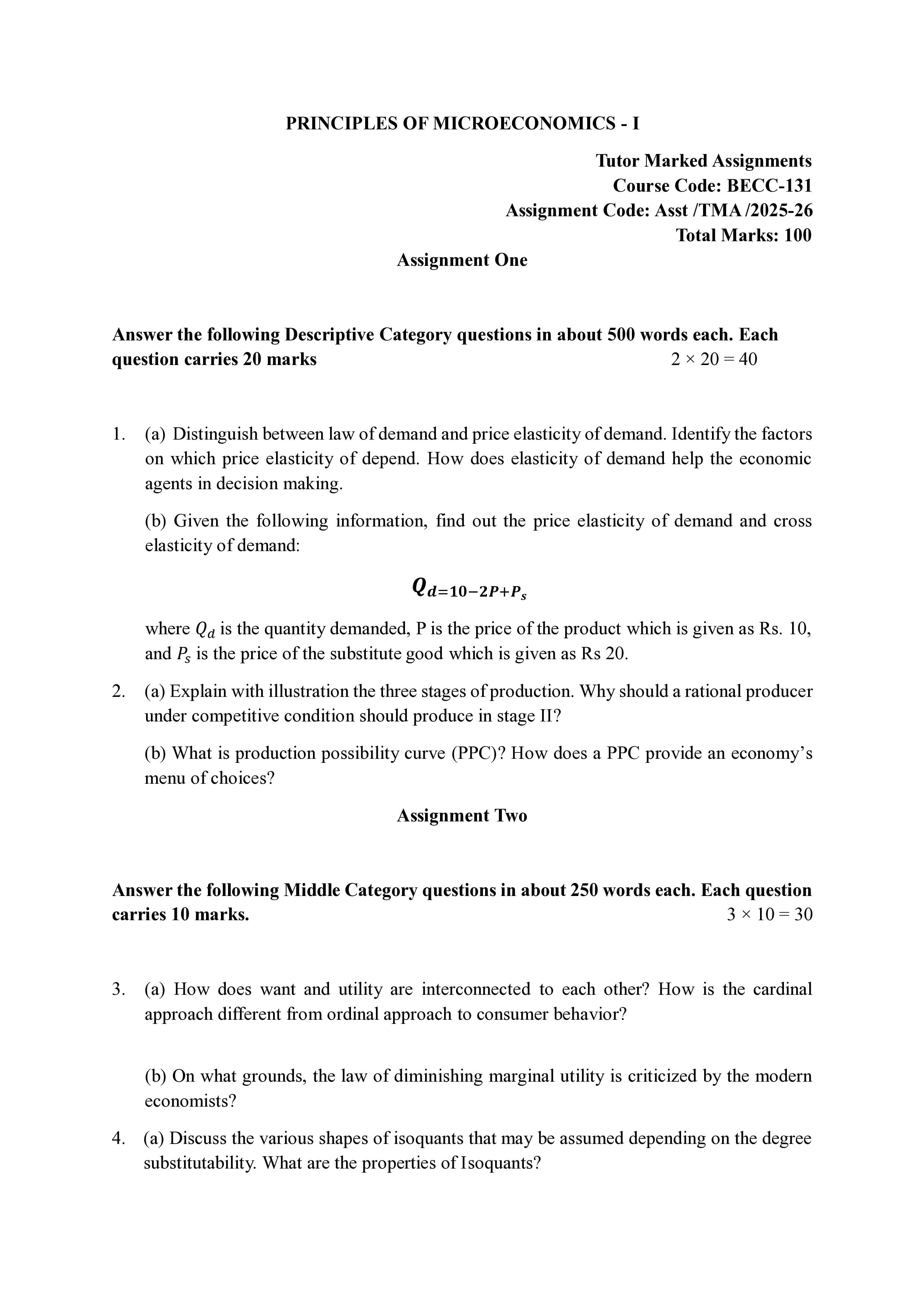 IGNOU BECC 131 Handwritten Hardcopy Assignment 2025-2026 (English Medium)