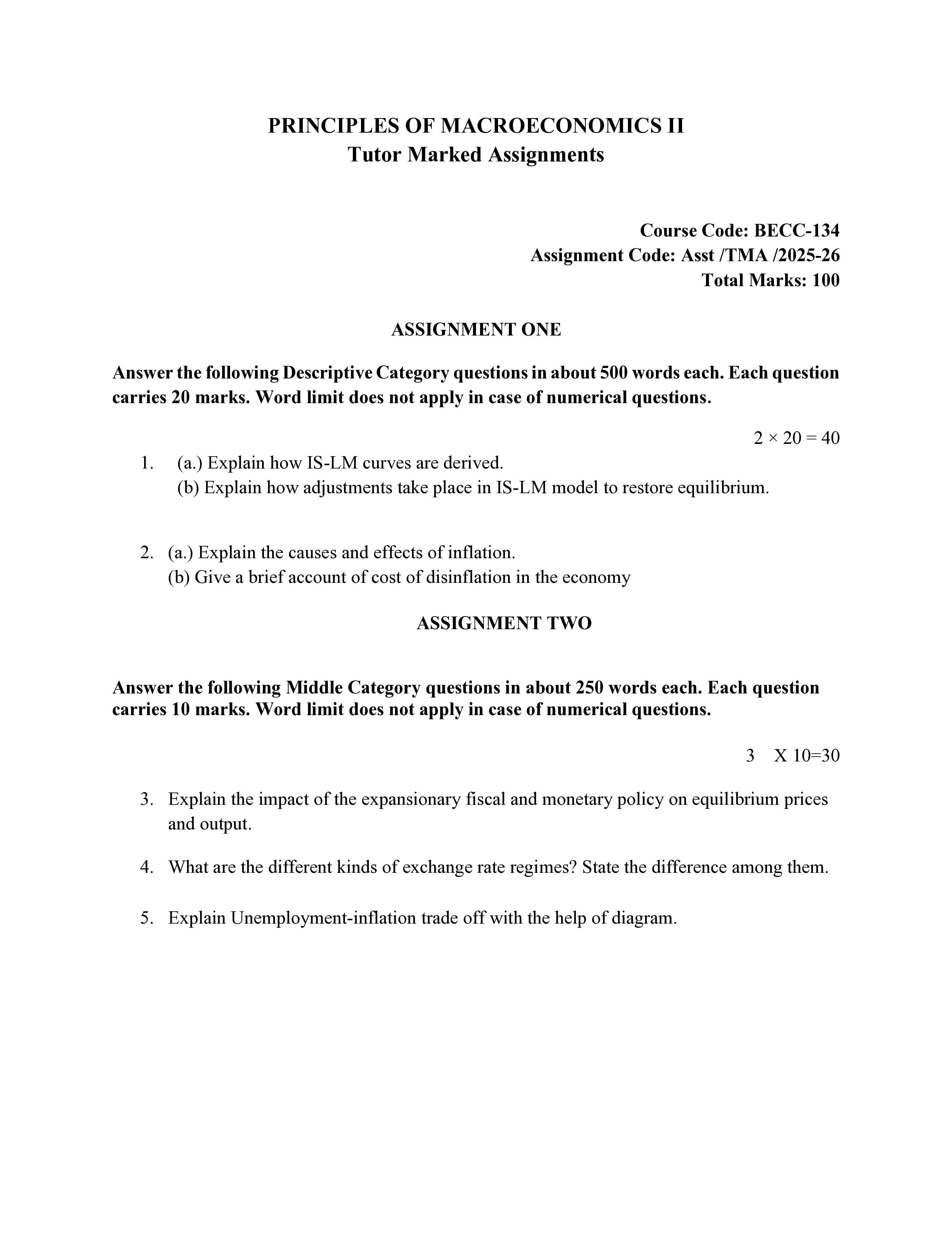 IGNOU BECC 134 Handwritten Hardcopy Assignment 2025-2026 (English Medium)