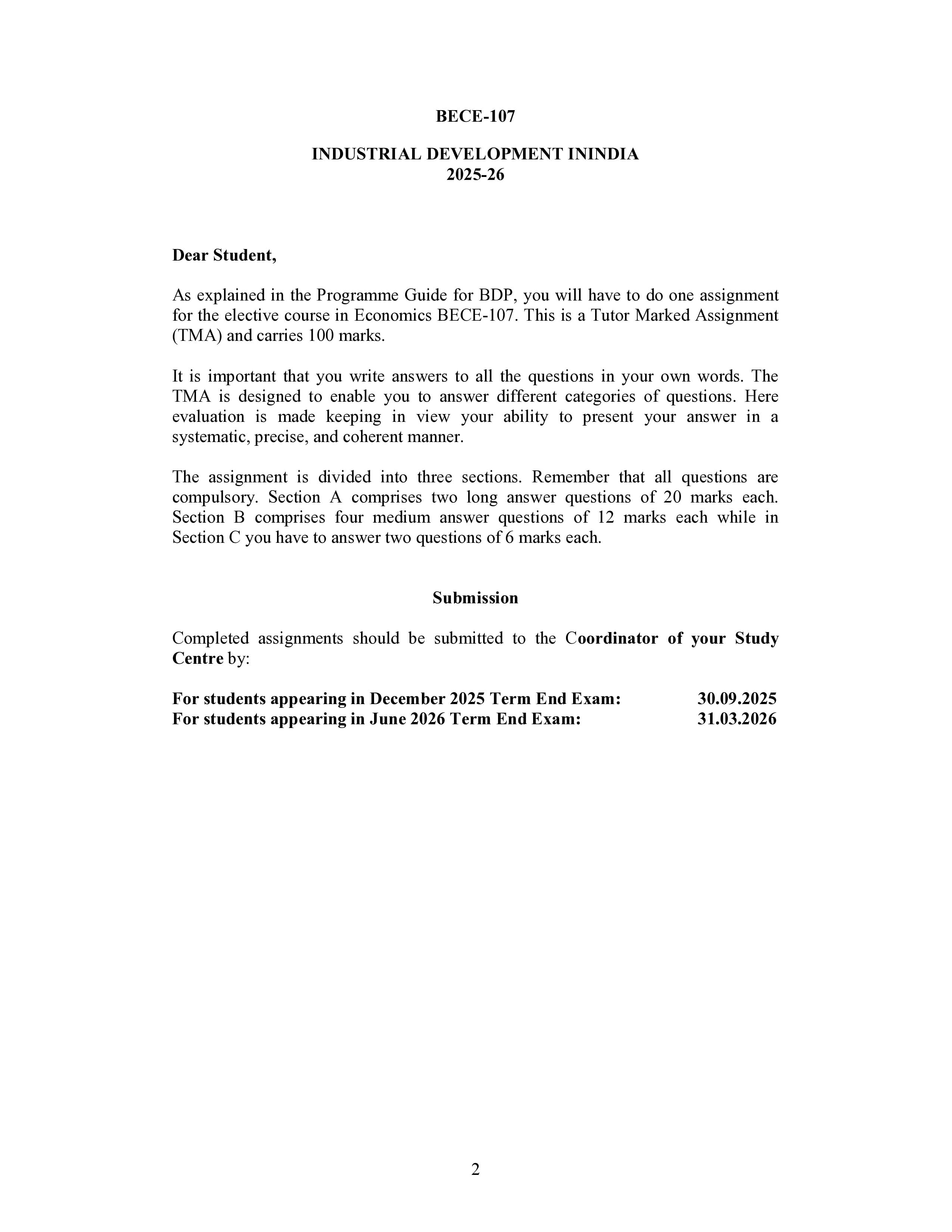 IGNOU BECE 107 Handwritten Hardcopy Assignment 2025-2026 (English Medium)