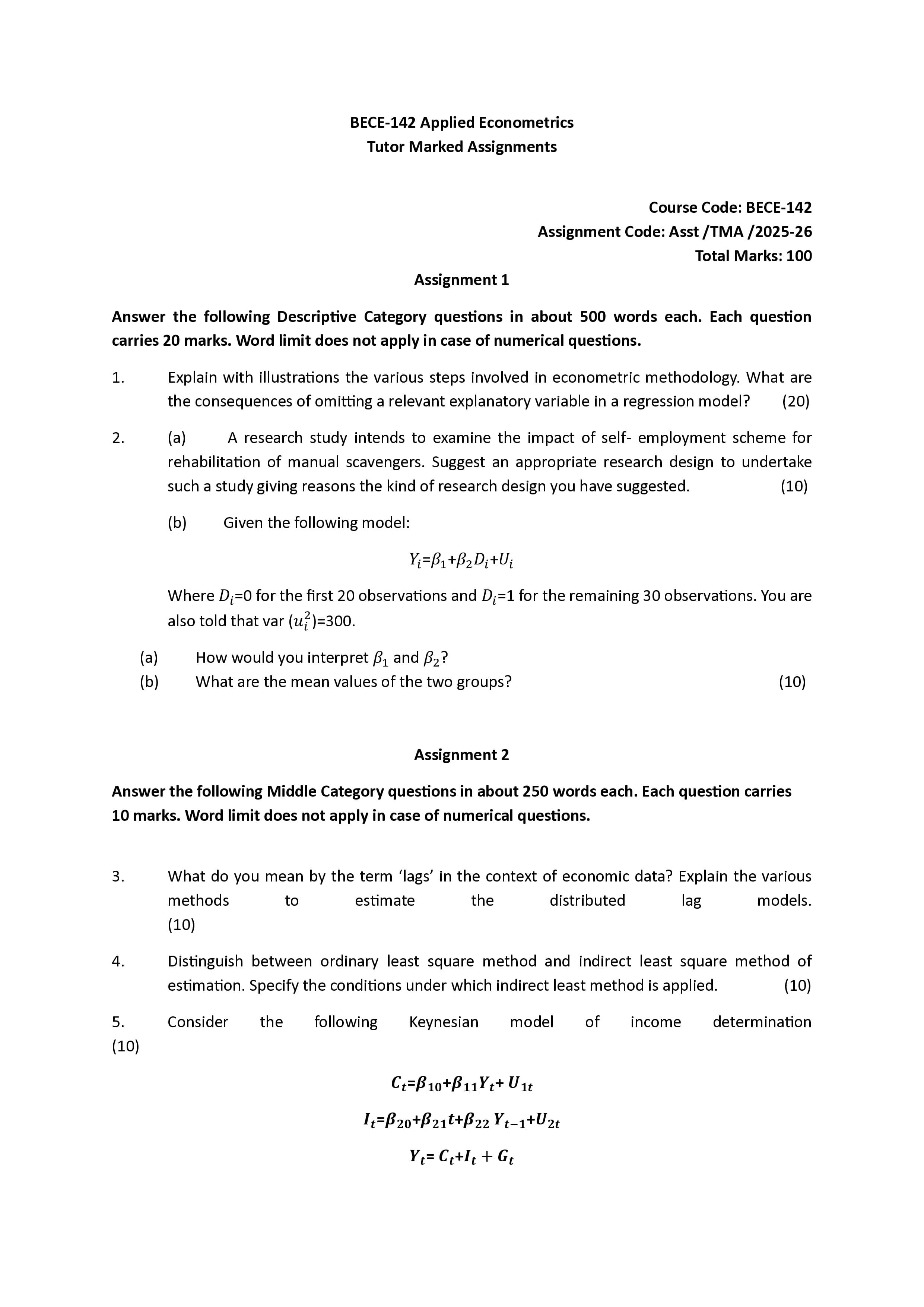 IGNOU BECE 142 Handwritten Hardcopy Assignment 2025-2026 (English Medium)