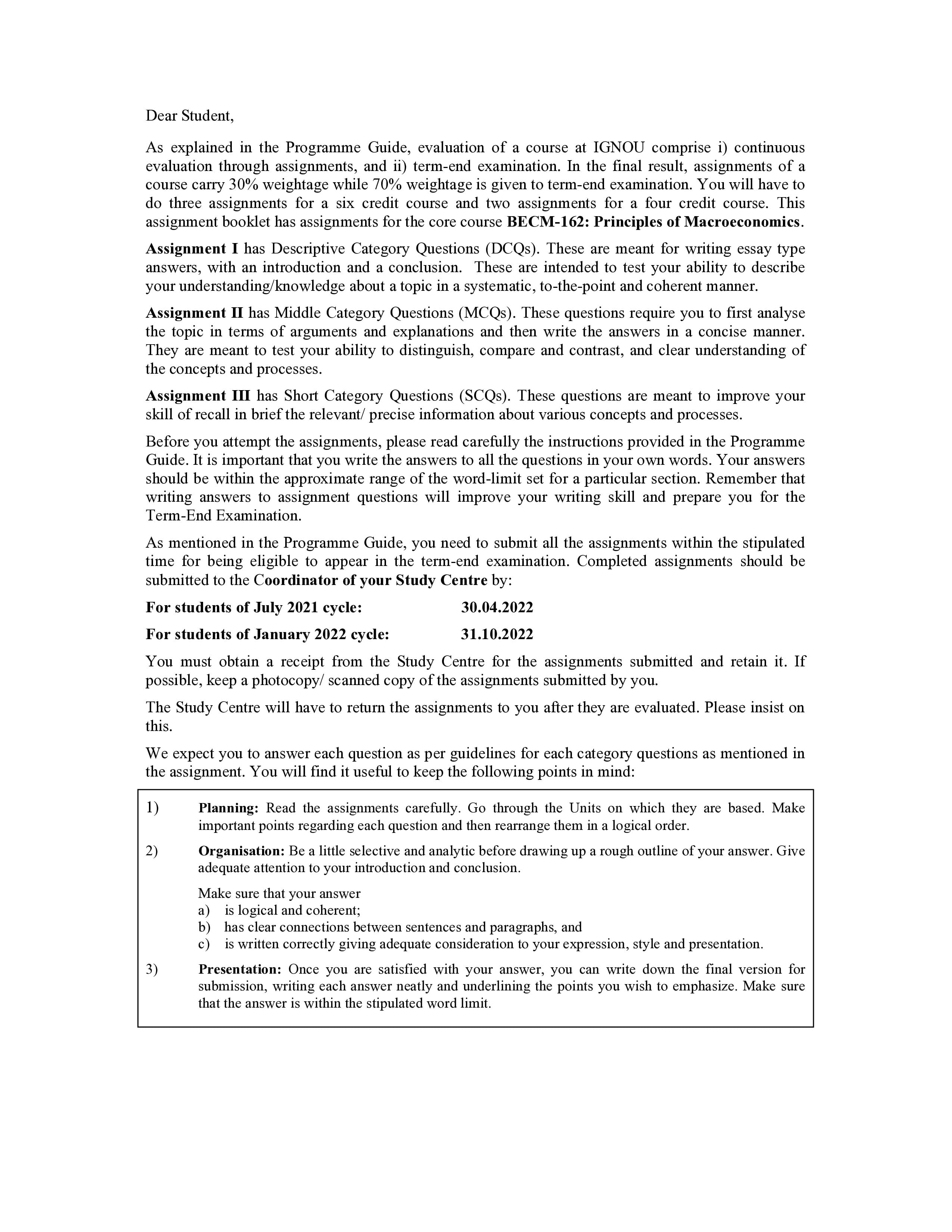IGNOU BECM 162 Handwritten Hardcopy Assignment 2025-2026 (English Medium)