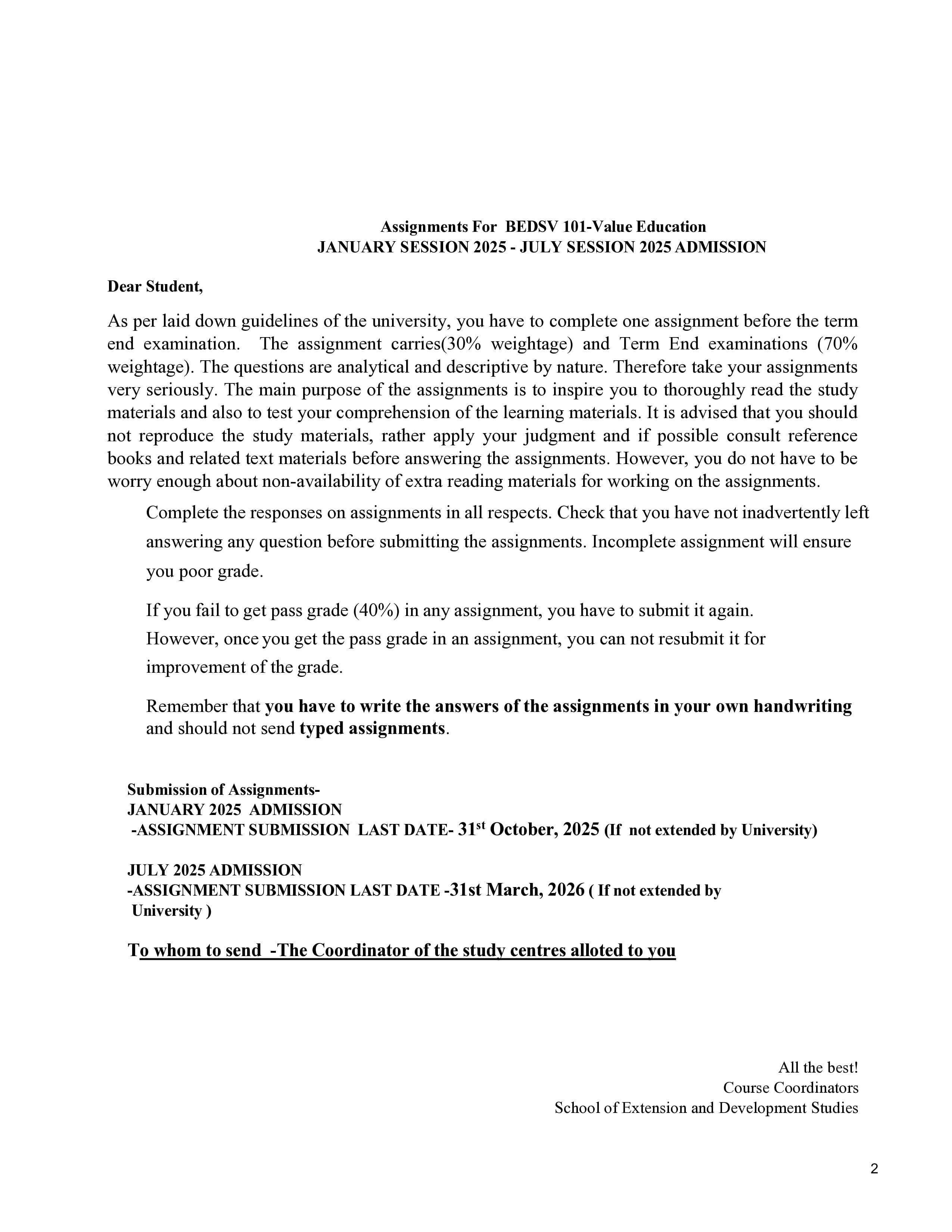 IGNOU BEDSV 101 Handwritten Hardcopy Assignment 2026-26 (English Medium)