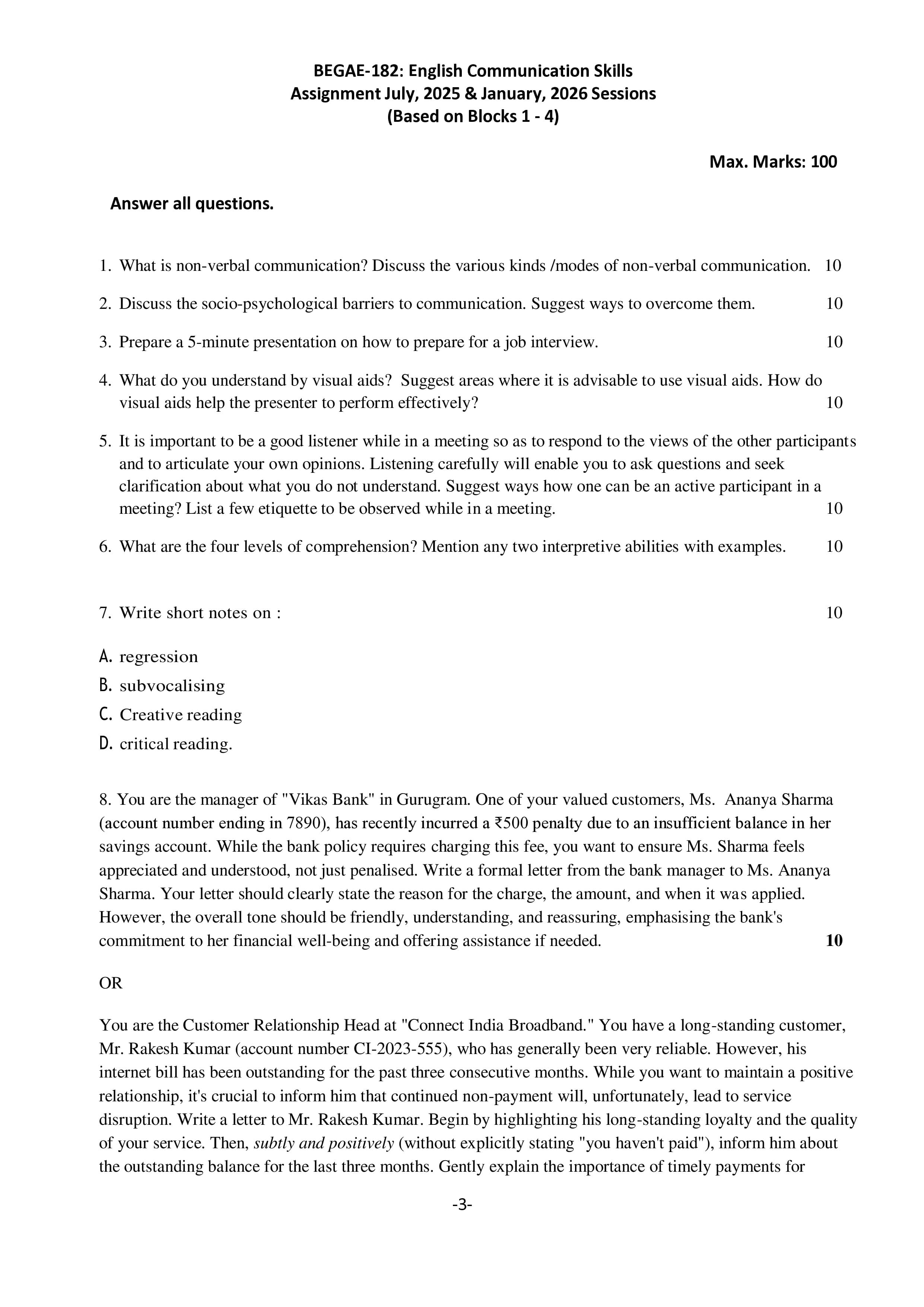 IGNOU BEGAE 182 Handwritten Hardcopy Assignment 2025-2026 (English Medium)