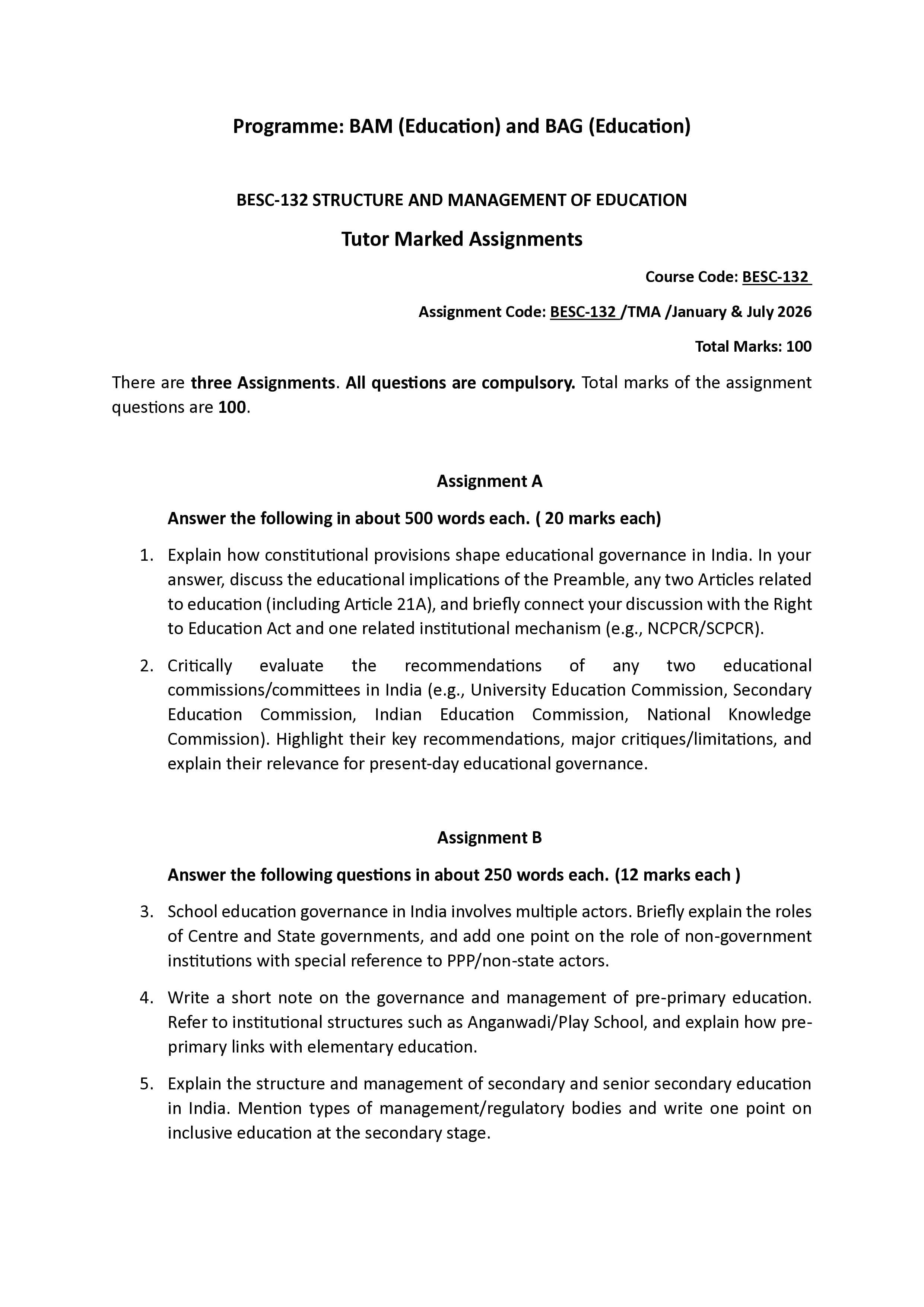 IGNOU BESC 132 Handwritten Hardcopy Assignment 2026-26 (English Medium)