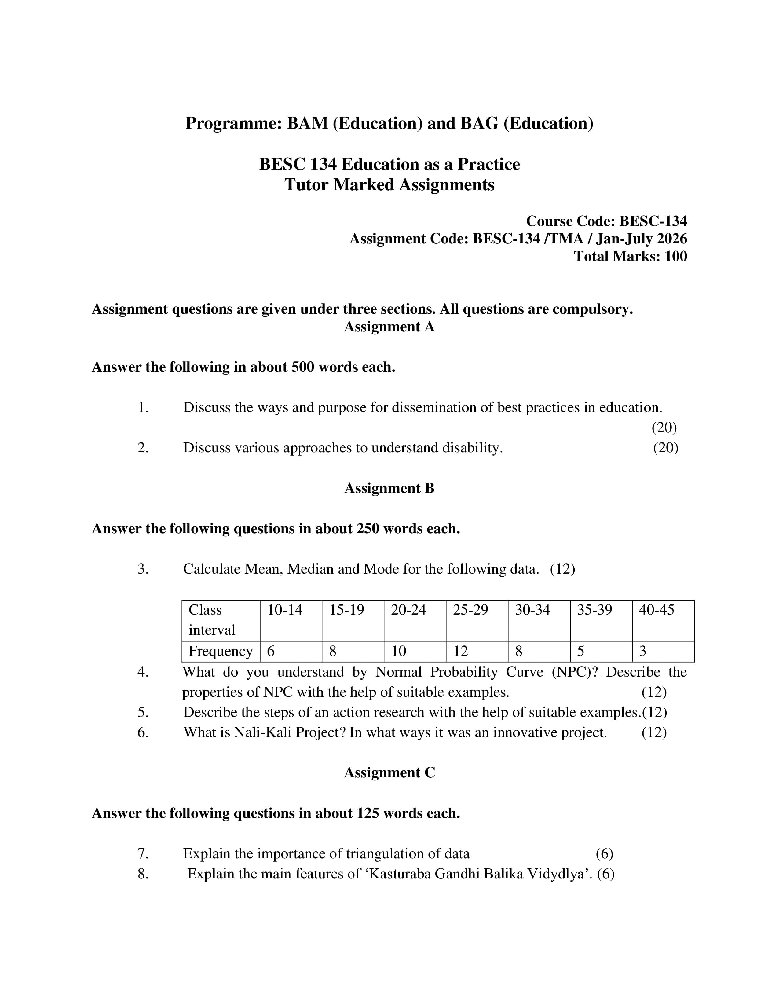 IGNOU BESC 134 Handwritten Hardcopy Assignment 2026-26 (English Medium)