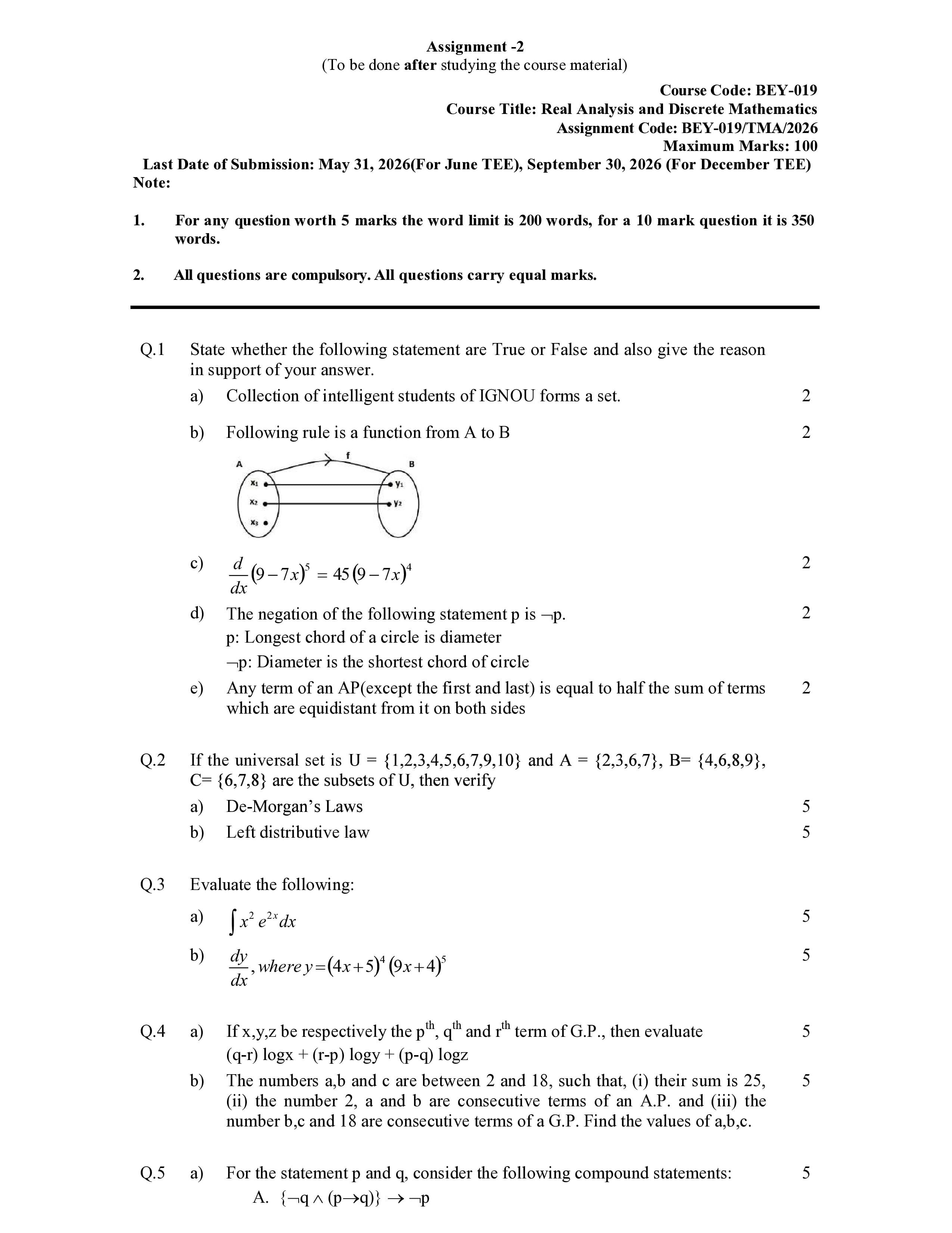 IGNOU BEY 019 Handwritten Hardcopy Assignment 2026-26 (English Medium)
