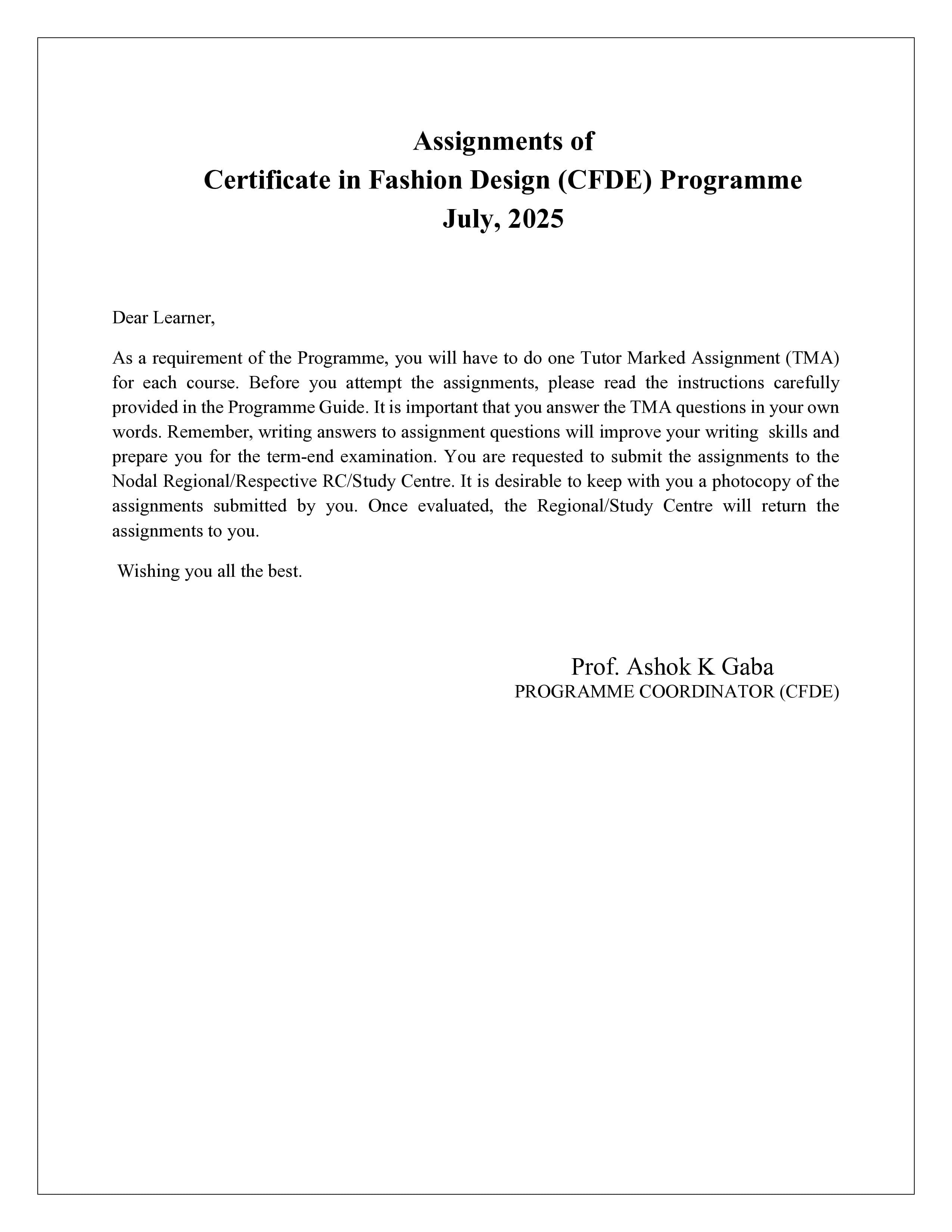 IGNOU BFDI 071 Handwritten Hardcopy Assignment 2025-25 (English Medium)