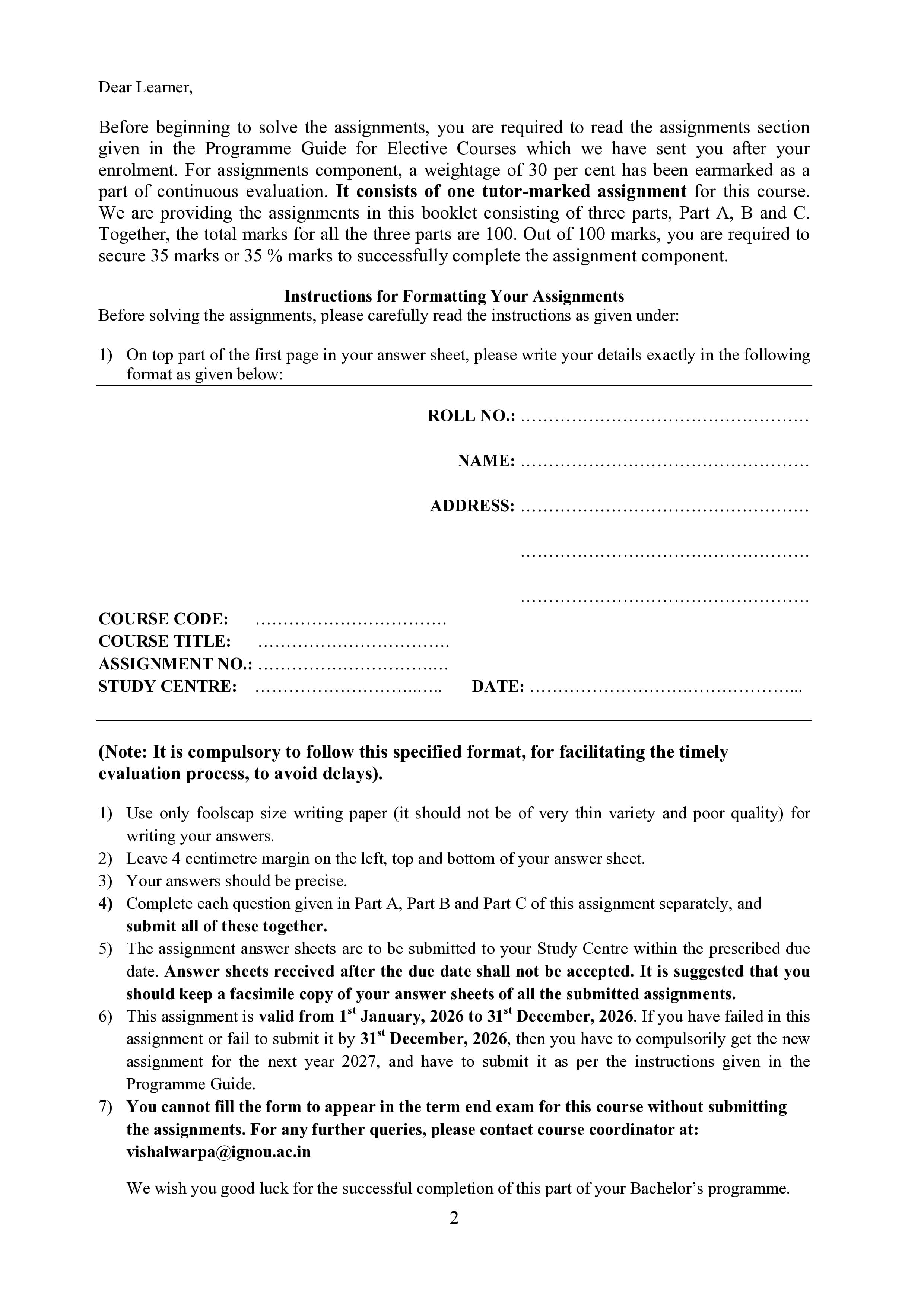 IGNOU BGGET 142 Handwritten Hardcopy Assignment 2026-26 (English Medium)