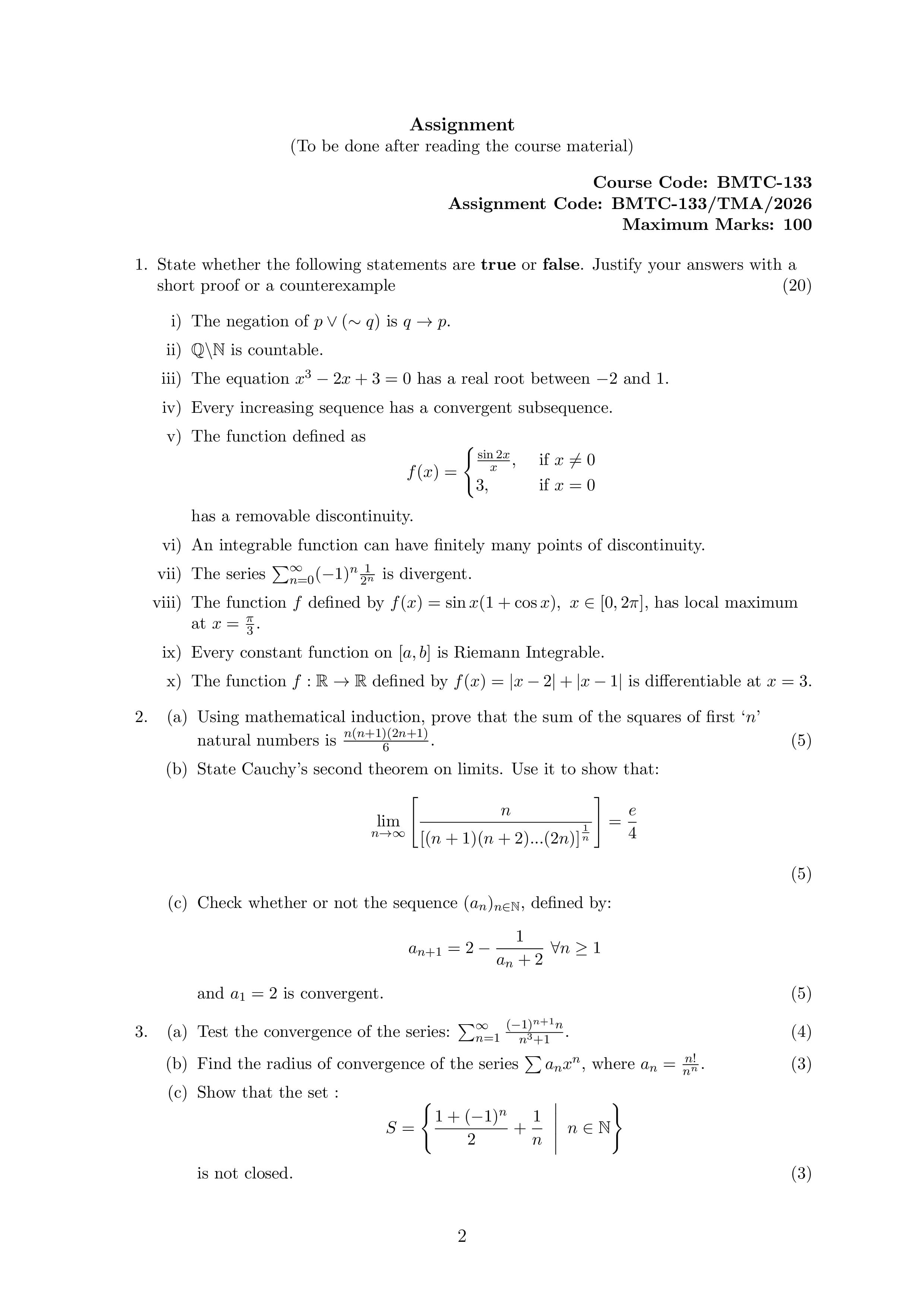IGNOU BMTC 133 Handwritten Hardcopy Assignment 2026-26 (English Medium)