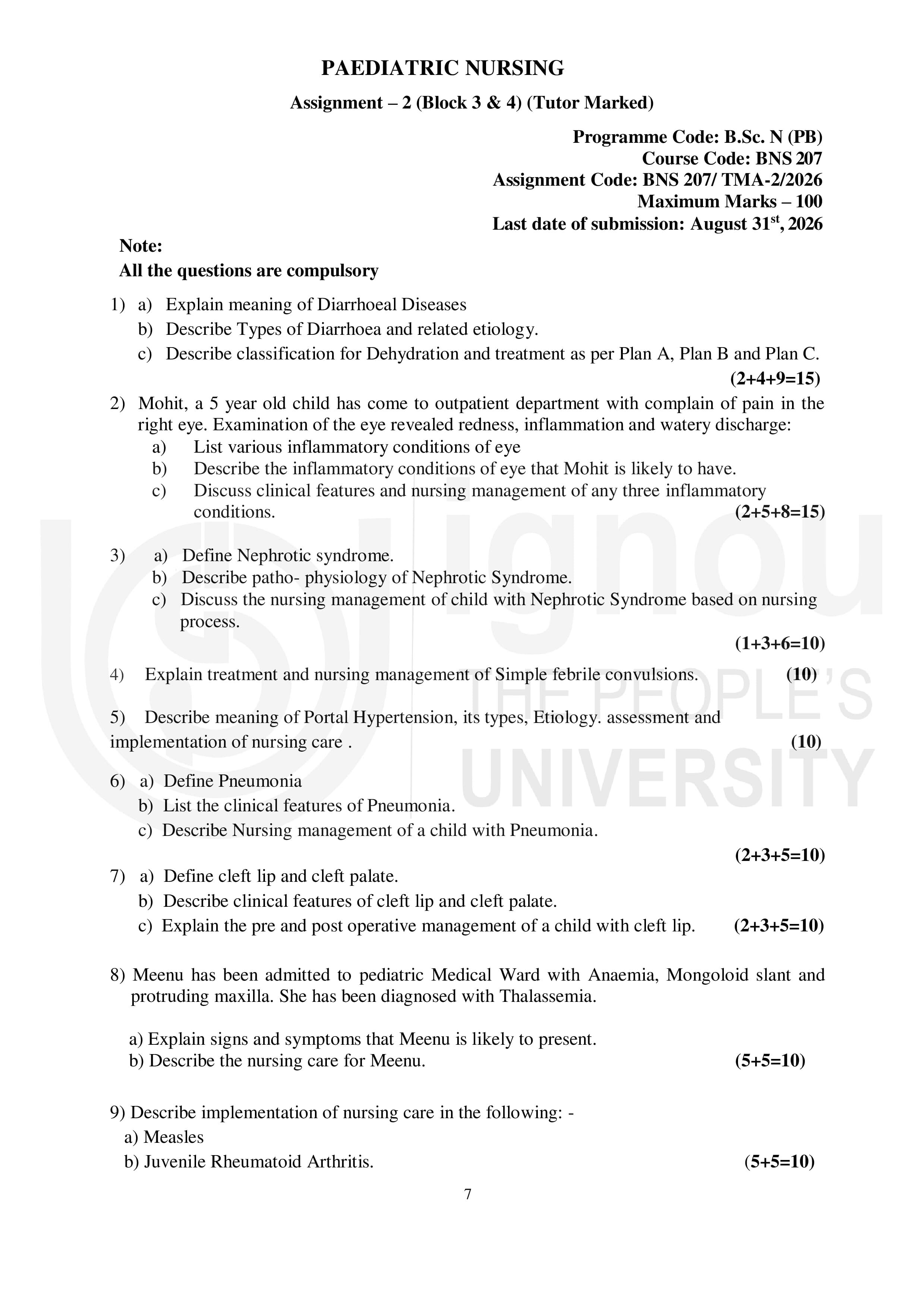 IGNOU BNS 207 Handwritten Hardcopy Assignment 2026-26 (English Medium)