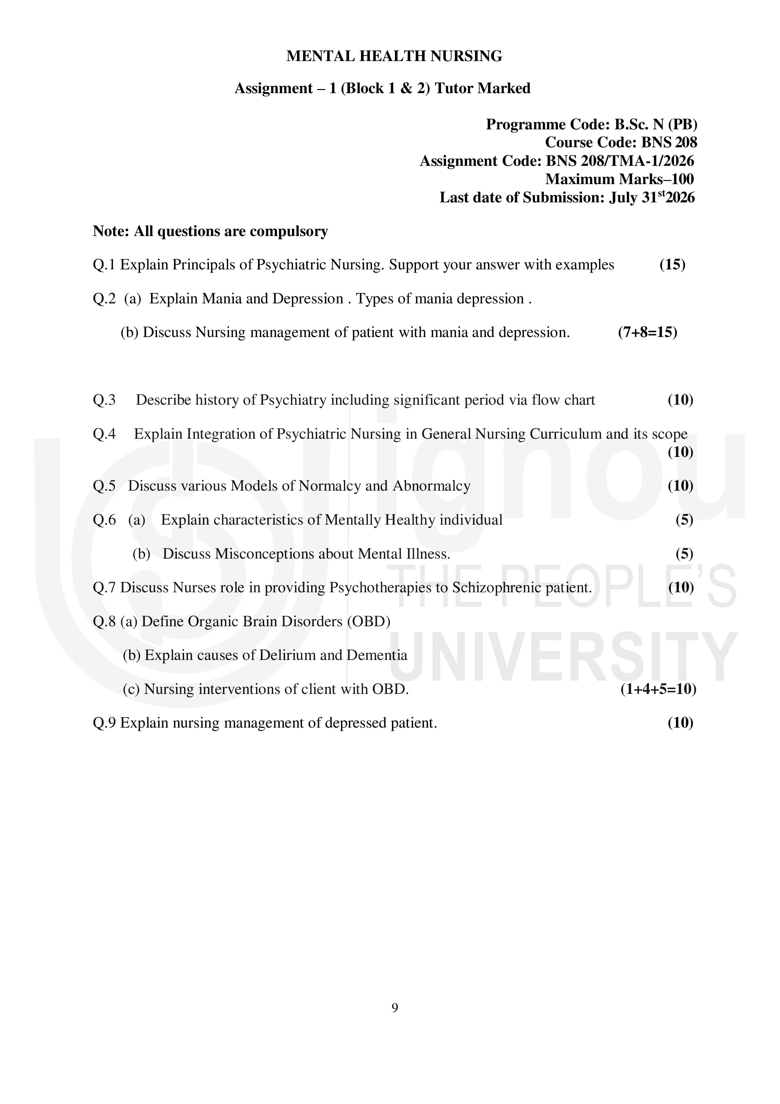 IGNOU BNS 208 Handwritten Hardcopy Assignment 2026-26 (English Medium)