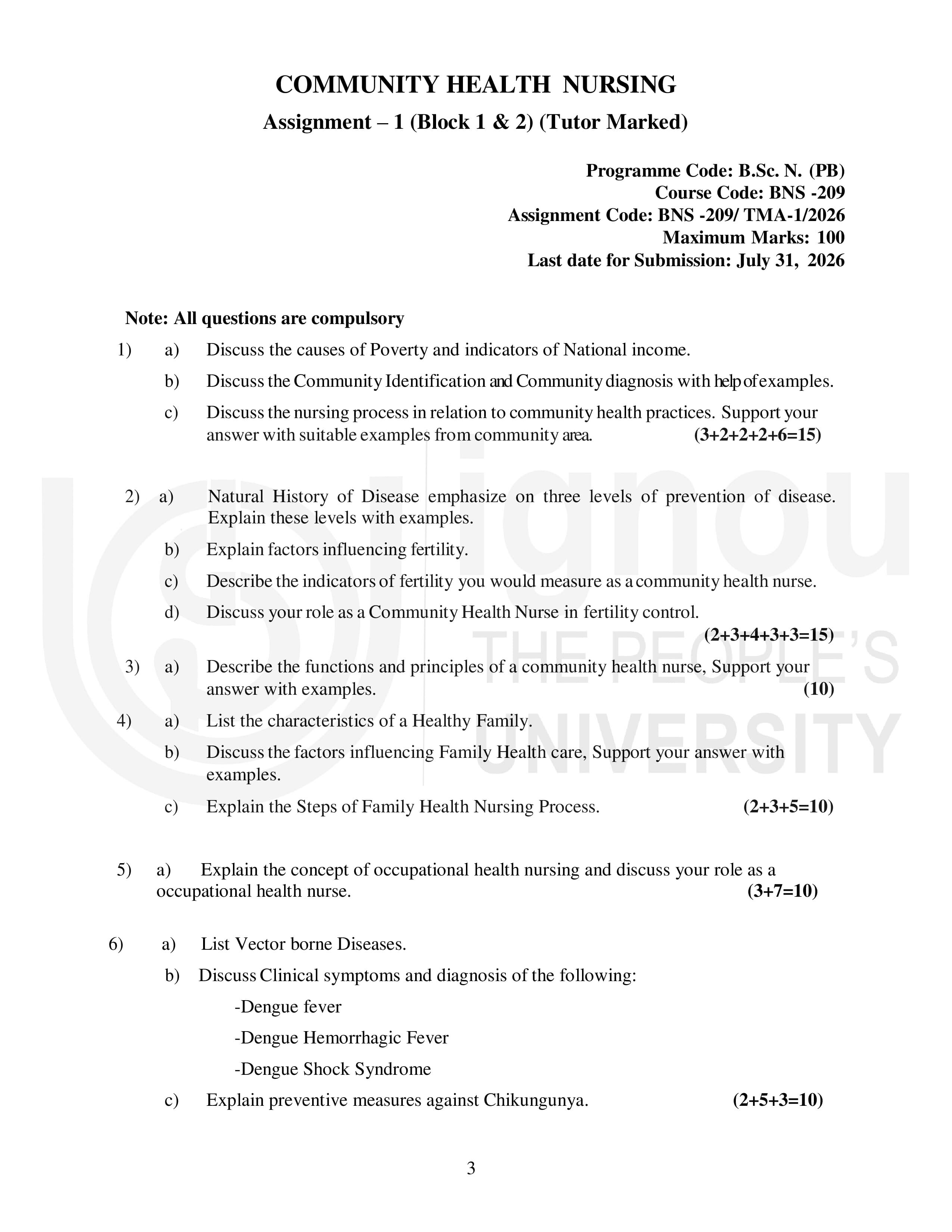 IGNOU BNS 209 Handwritten Hardcopy Assignment 2026-26 (English Medium)