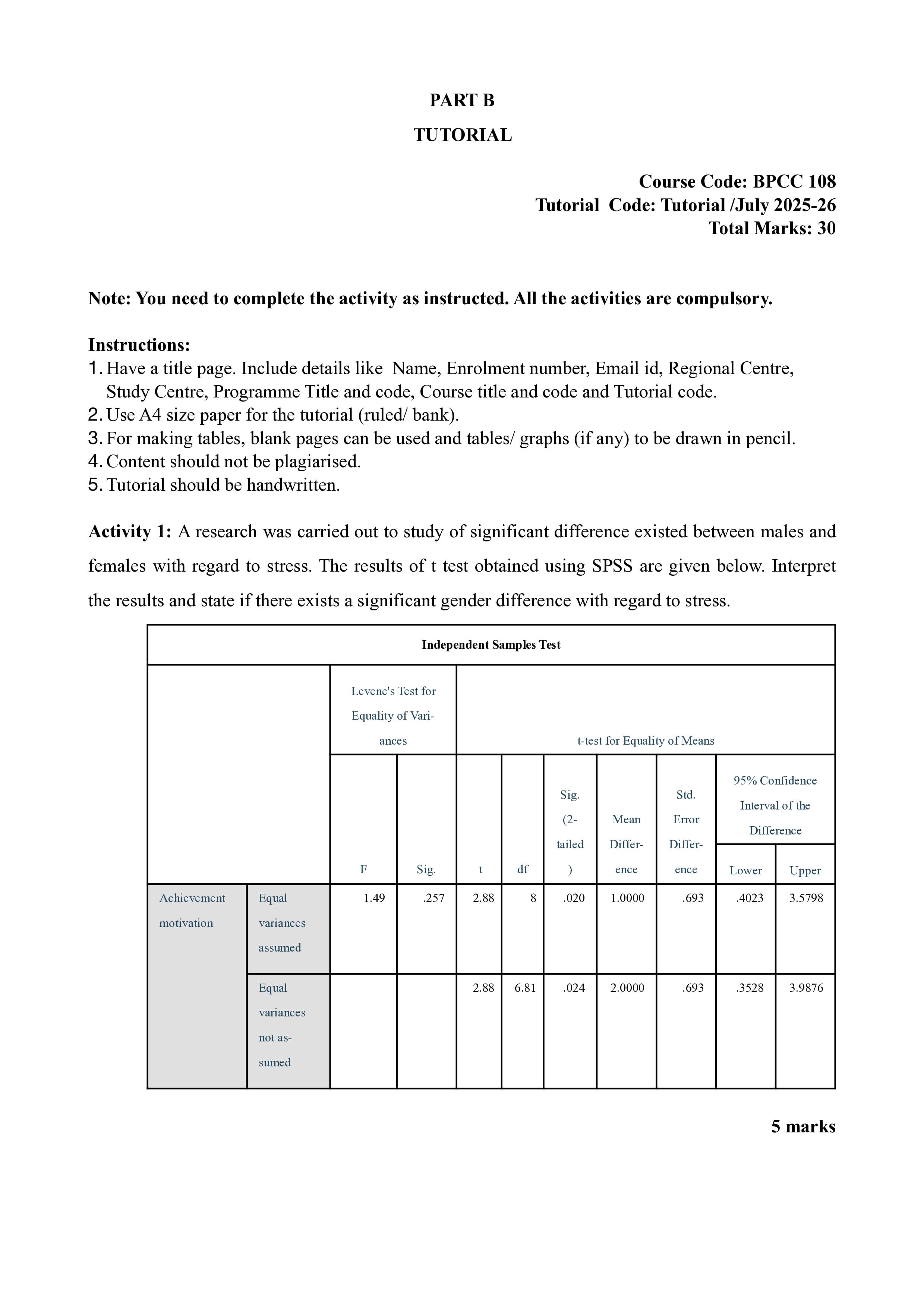IGNOU BPCC 108 Handwritten Hardcopy Assignment 2025-2026 (English Medium)