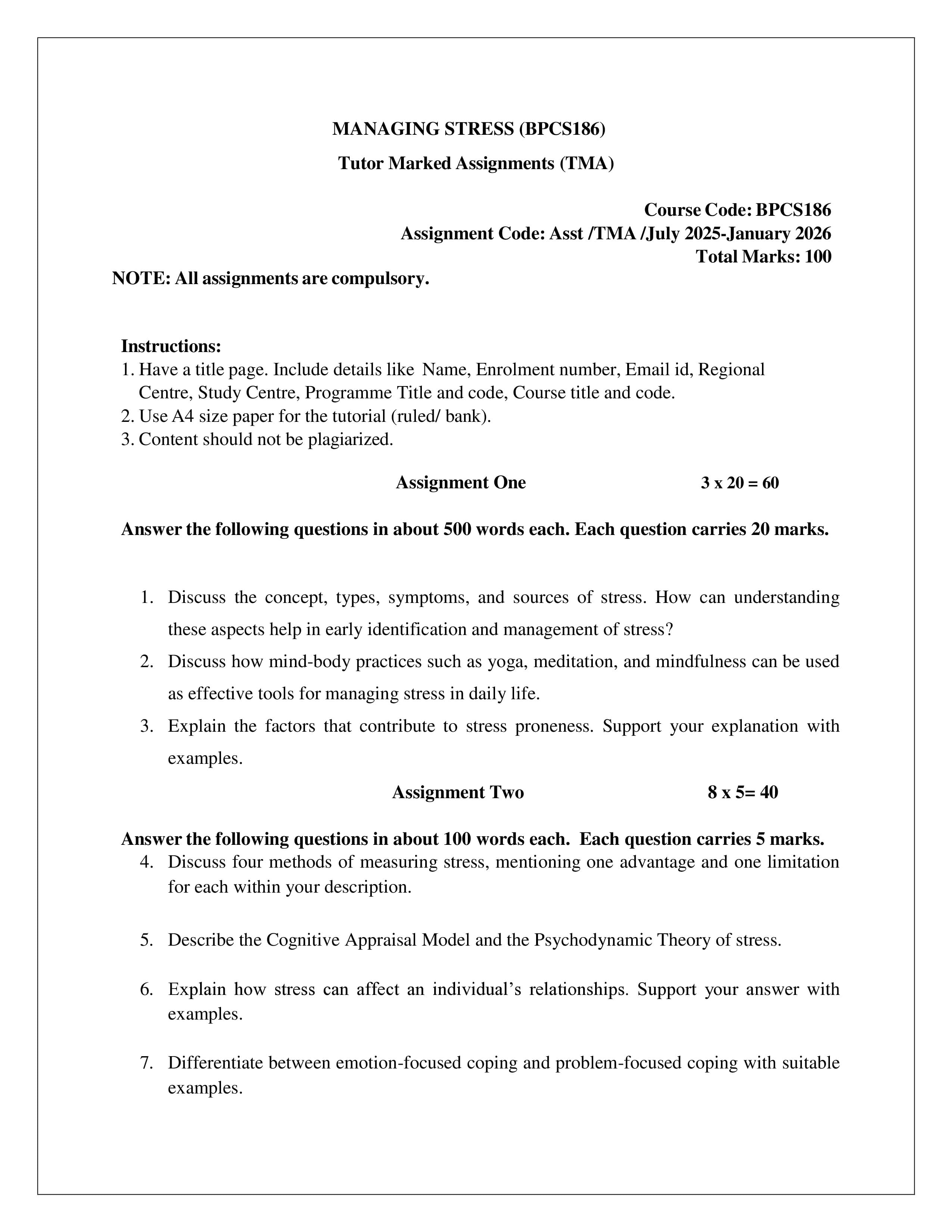 IGNOU BPCS 186 Handwritten Hardcopy Assignment 2025-2026 (English Medium)