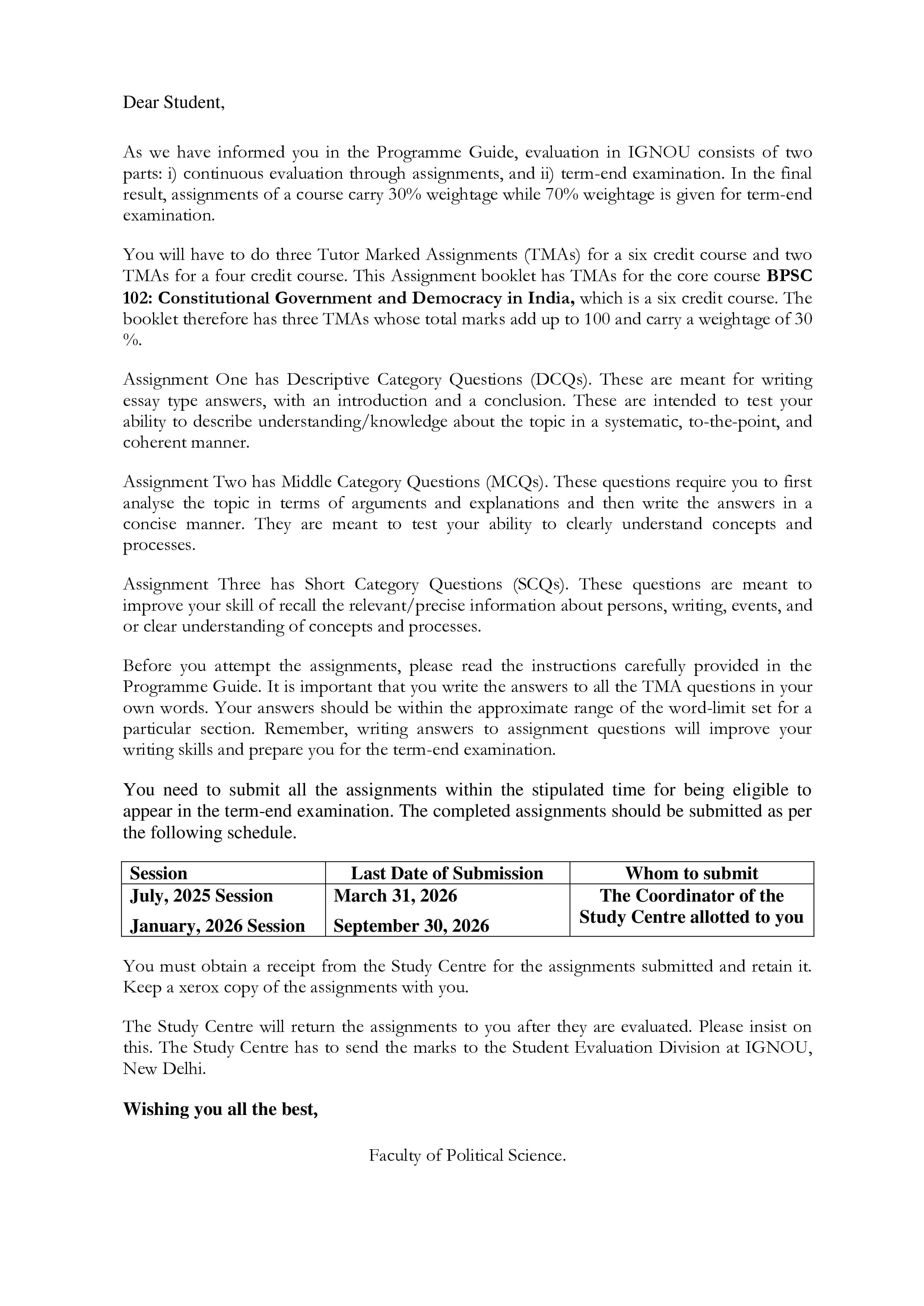 IGNOU BPSC 102 Handwritten Hardcopy Assignment 2025-2026 (English Medium)