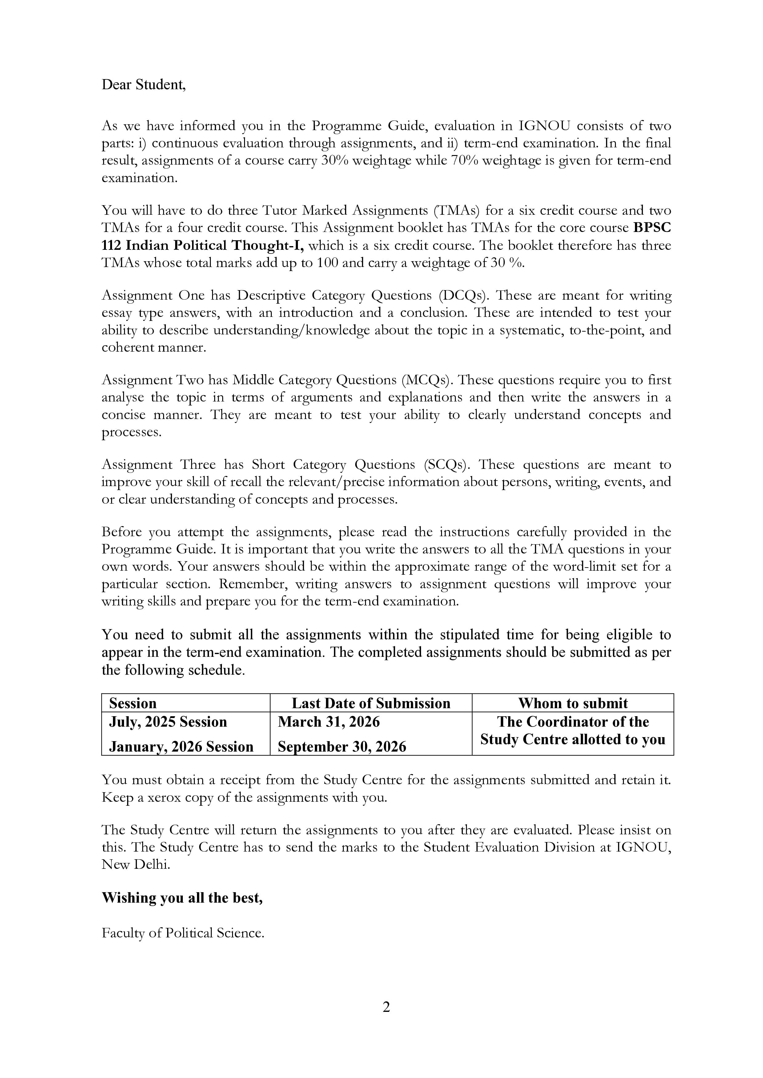 IGNOU BPSC 112 Handwritten Hardcopy Assignment 2025-25 (English Medium)