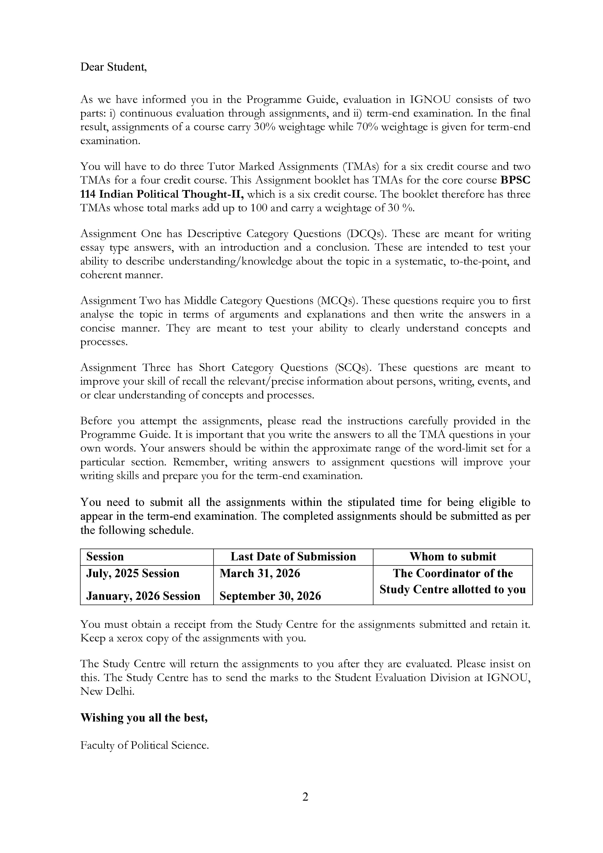 IGNOU BPSC 114 Handwritten Hardcopy Assignment 2025-25 (English Medium)