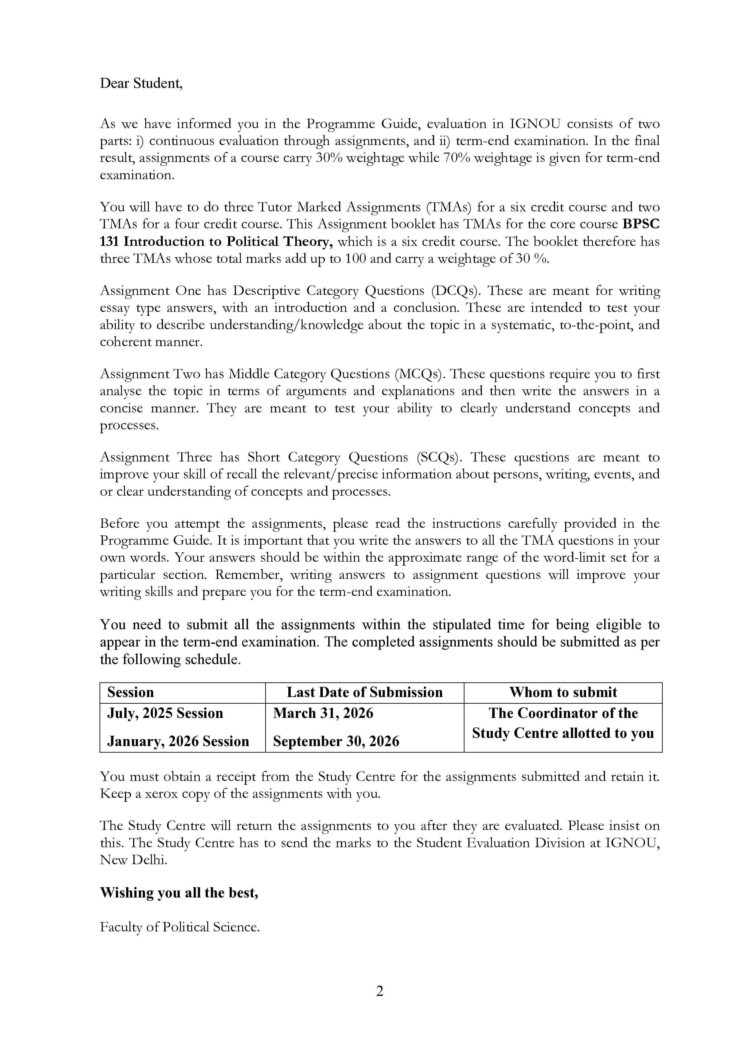 IGNOU BPSC 131 Handwritten Hardcopy Assignment 2025-2026 (English Medium)