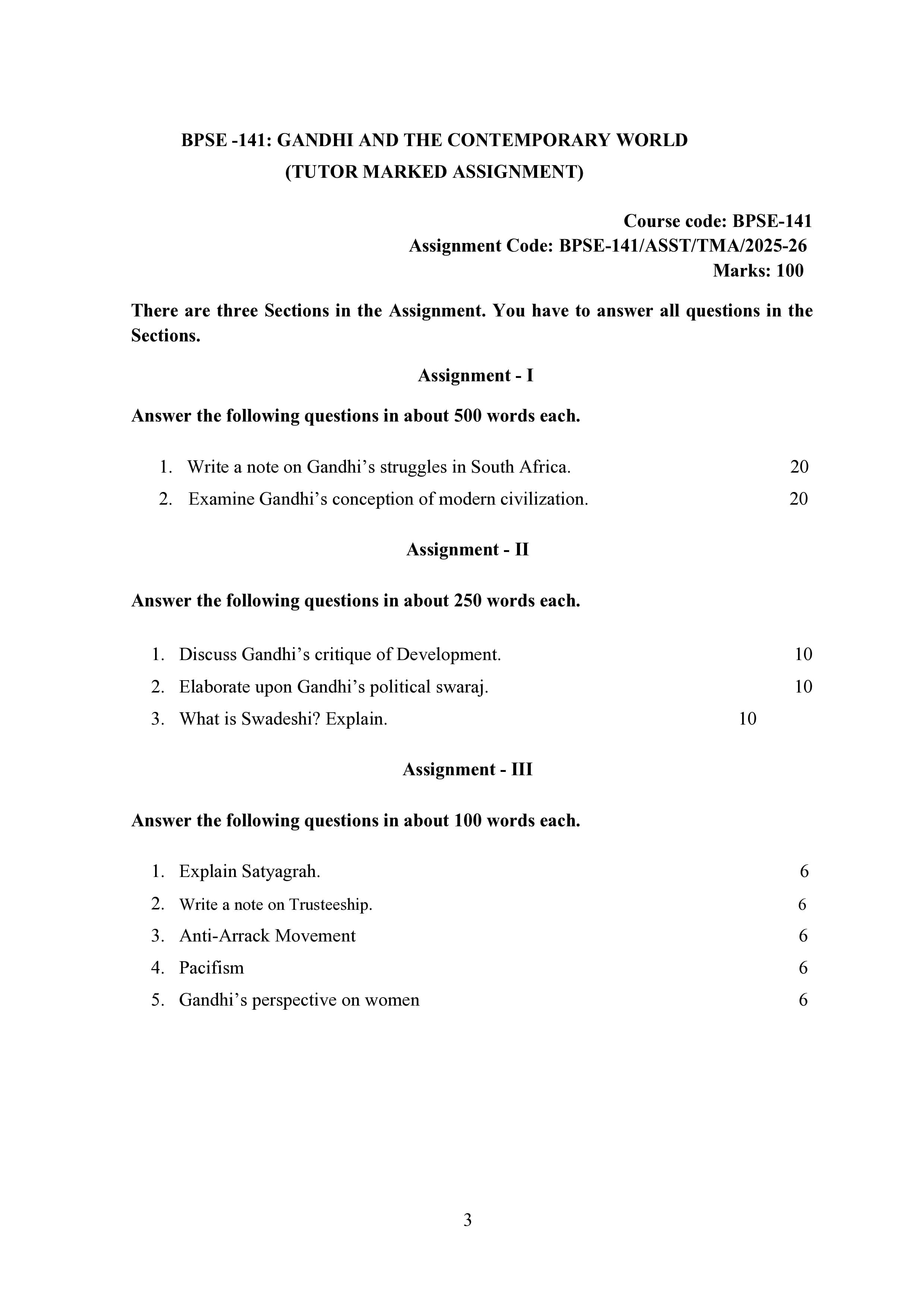 IGNOU BPSE 141 Handwritten Hardcopy Assignment 2025-25 (English Medium)