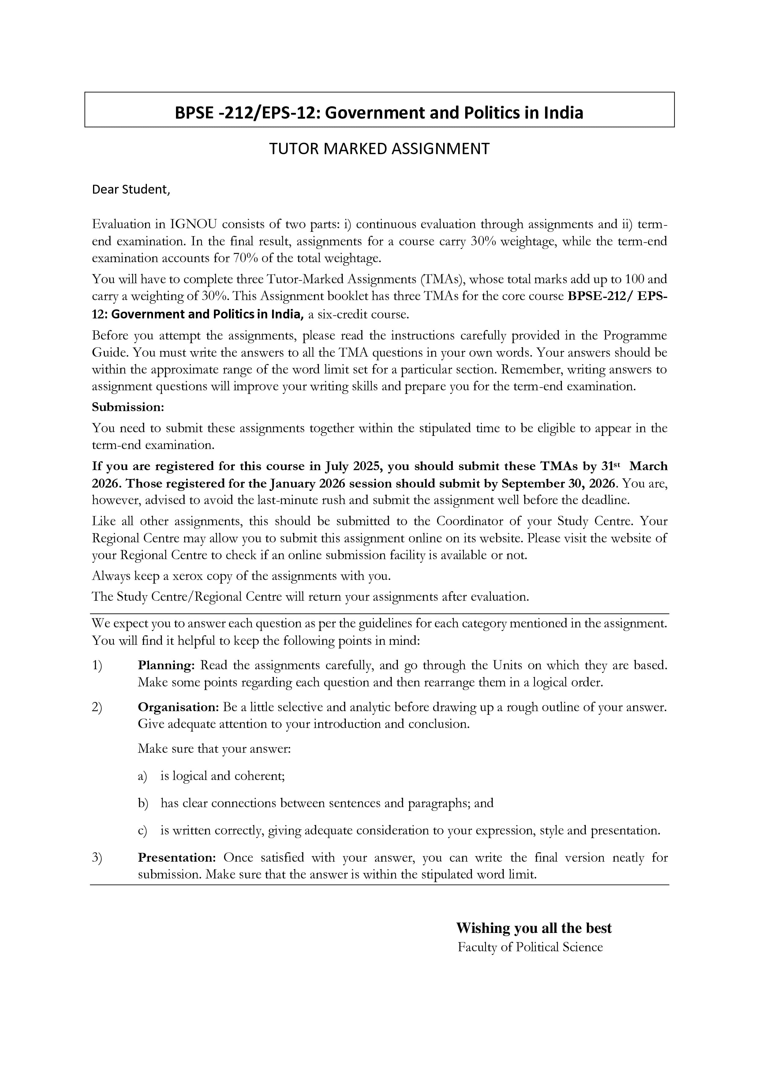 IGNOU BPSE 212 Handwritten Hardcopy Assignment 2025-2026 (English Medium)