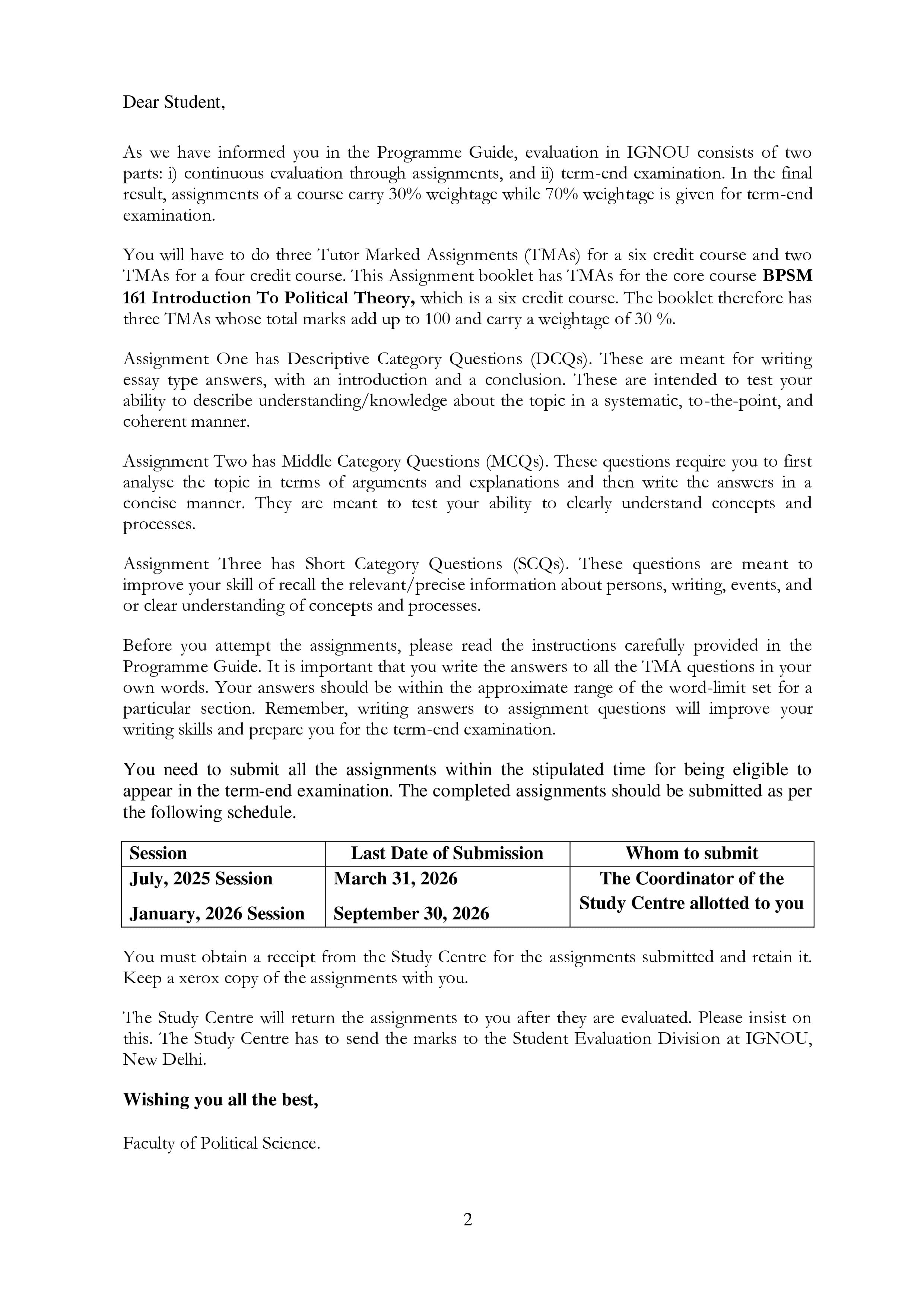 IGNOU BPSM 161 Handwritten Hardcopy Assignment 2025-2026 (English Medium)