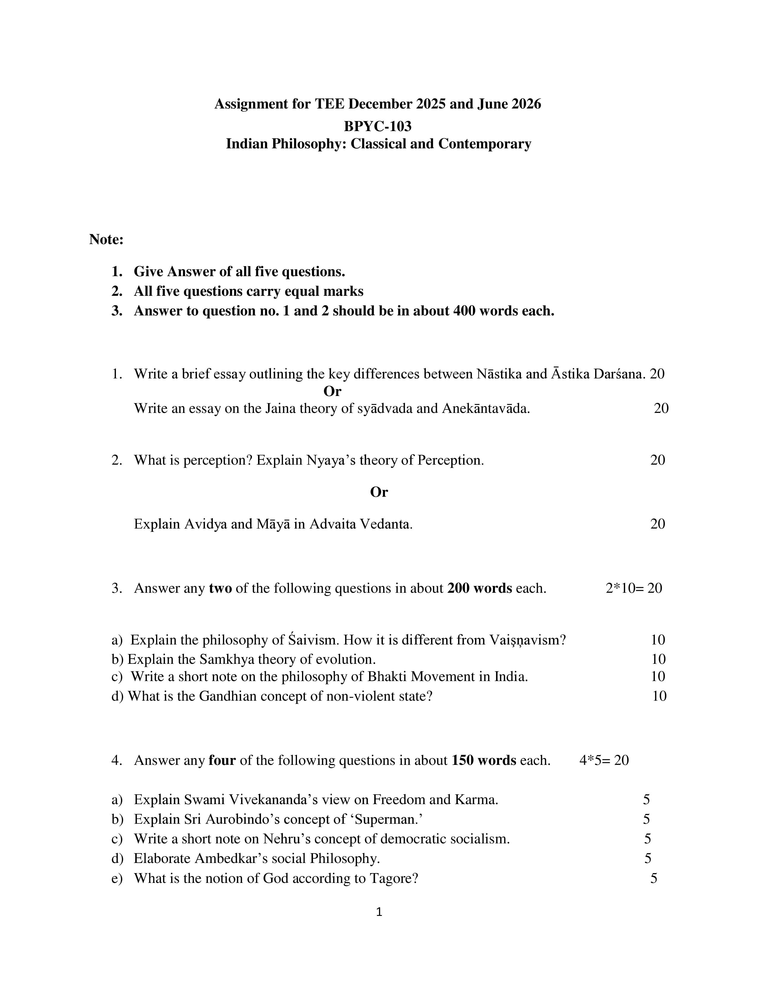 IGNOU BPYC 103 Handwritten Hardcopy Assignment 2025-2026 (English Medium)