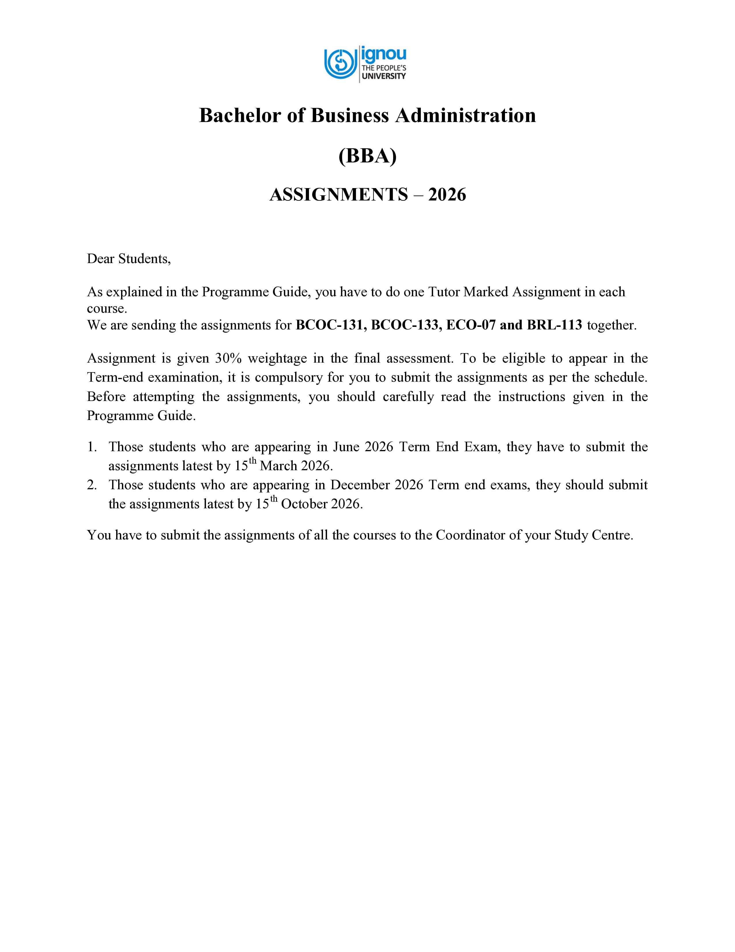 IGNOU BRL 113 Handwritten Hardcopy Assignment 2026-26 (English Medium)