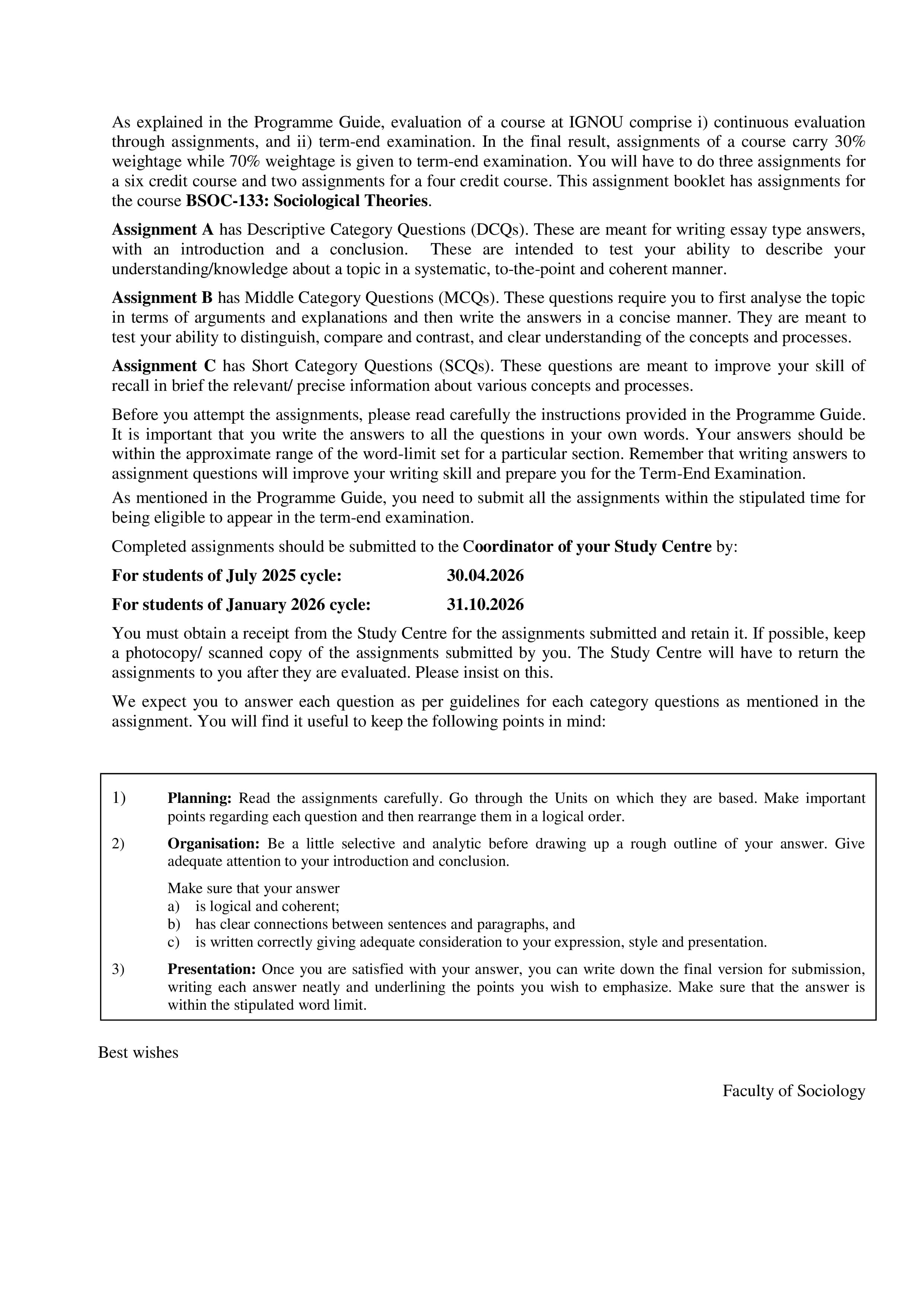 IGNOU BSOC 133 Handwritten Hardcopy Assignment 2025-2026 (English Medium)