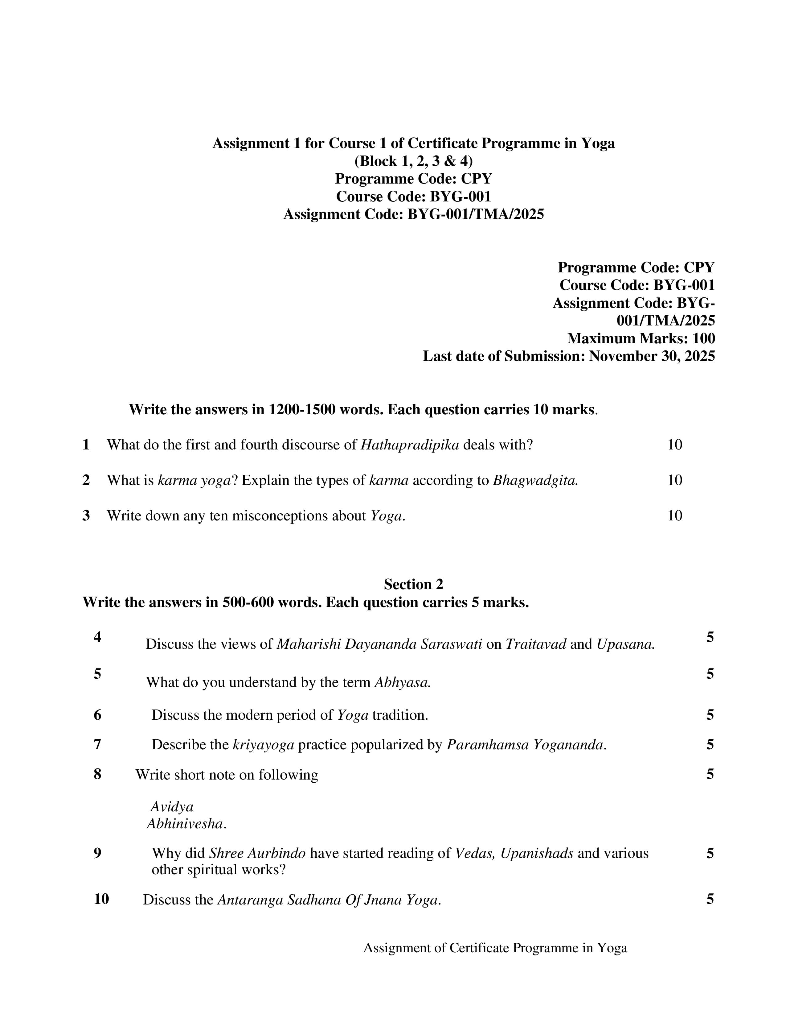 IGNOU BYG 001 Handwritten Hardcopy Assignment 2025-2026 (English Medium)