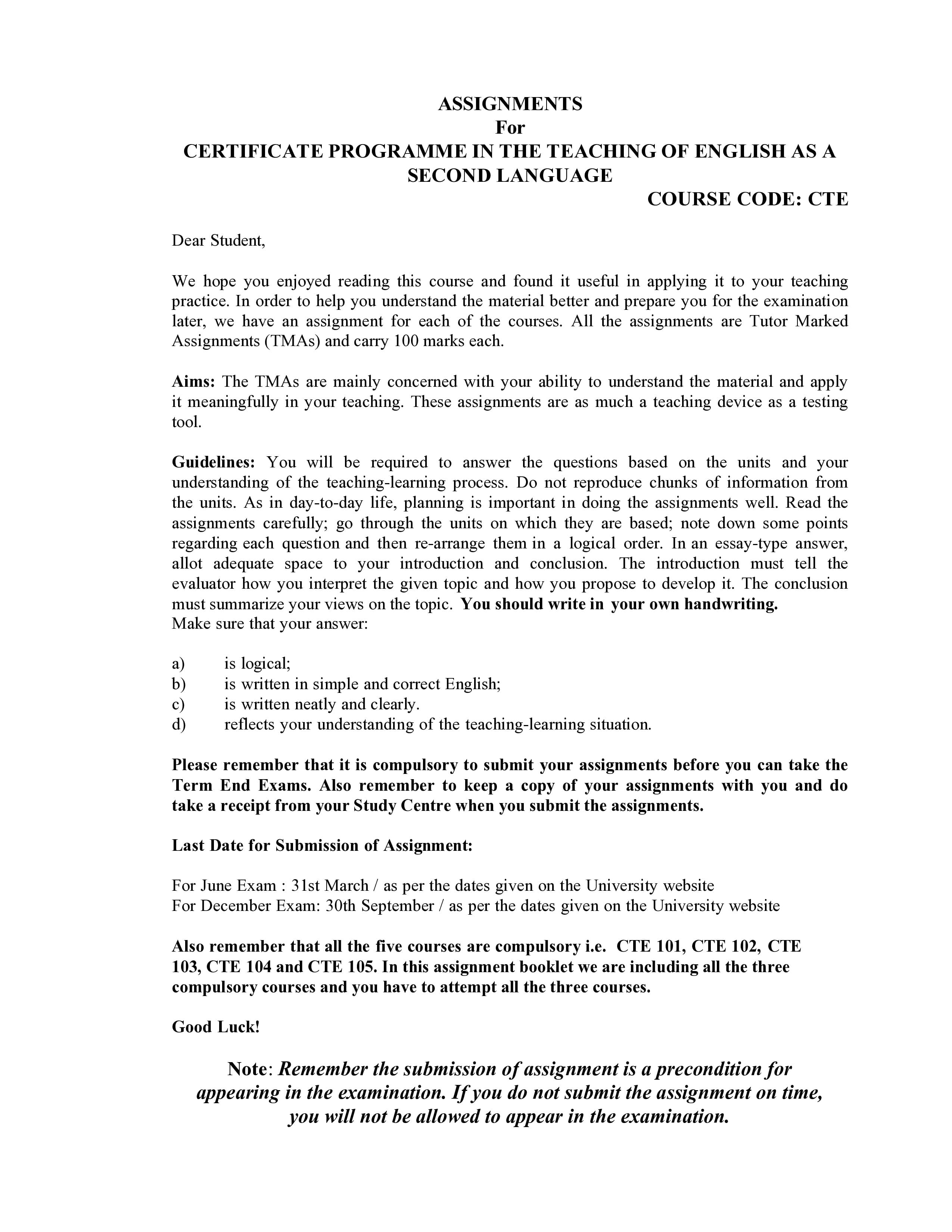 IGNOU CTE 103 Handwritten Hardcopy Assignment 2025-2026 (English Medium)