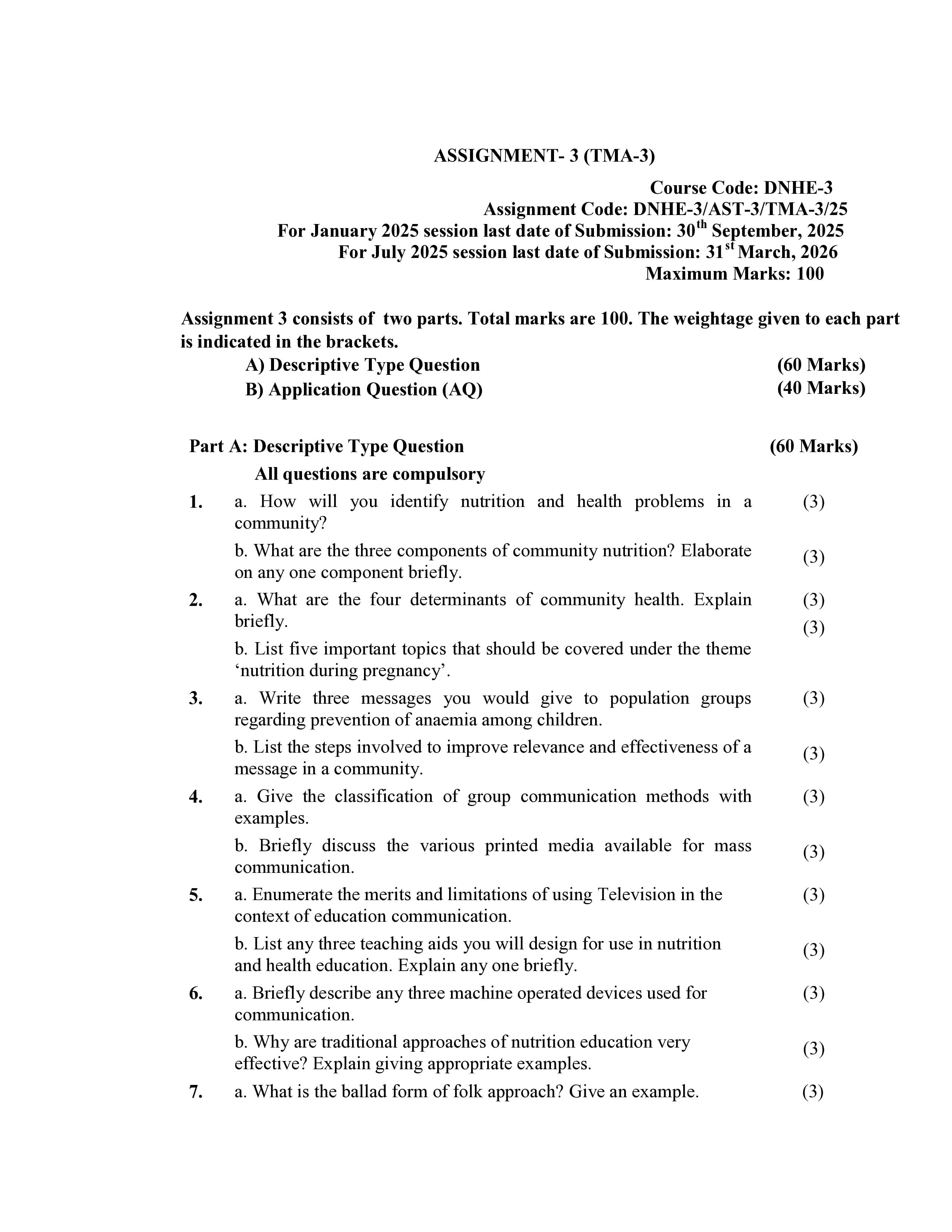 IGNOU DNHE 003 Handwritten Hardcopy Assignment 2025-25 (English Medium)