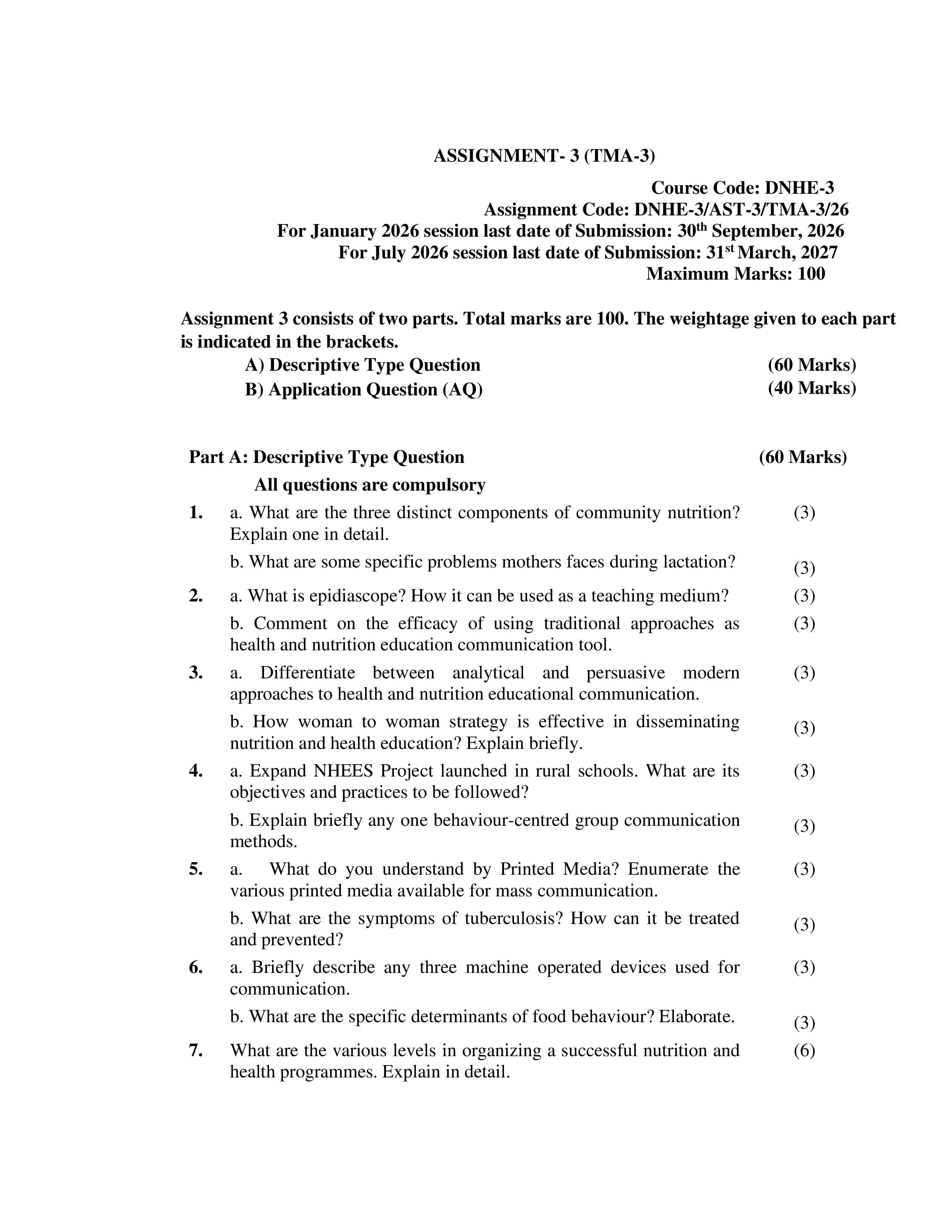 IGNOU DNHE 003 Handwritten Hardcopy Assignment 2025-2026 (English Medium)