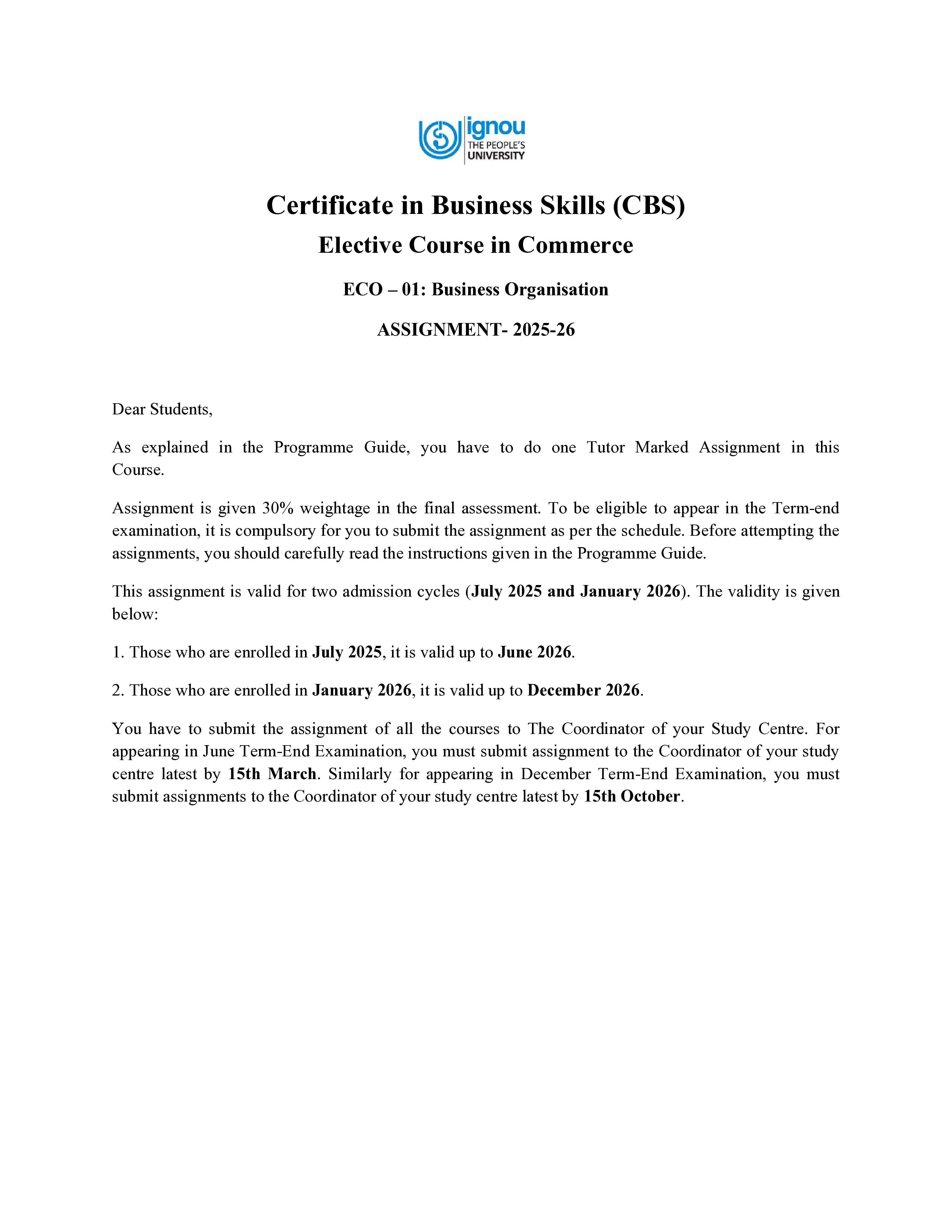 IGNOU ECO 001 Handwritten Hardcopy Assignment 2025-2026 (English Medium)