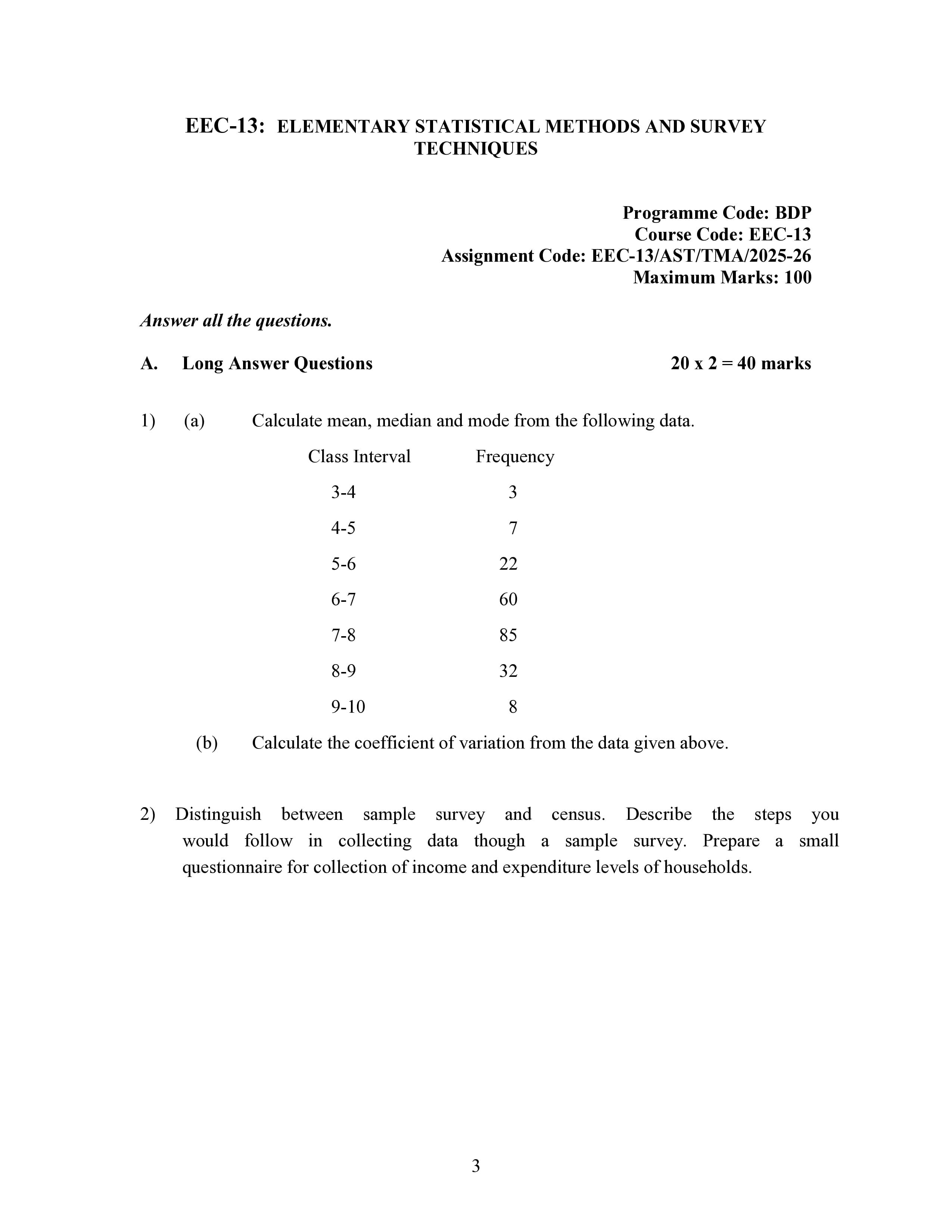 IGNOU EEC 113 Handwritten Hardcopy Assignment 2025-2026 (English Medium)