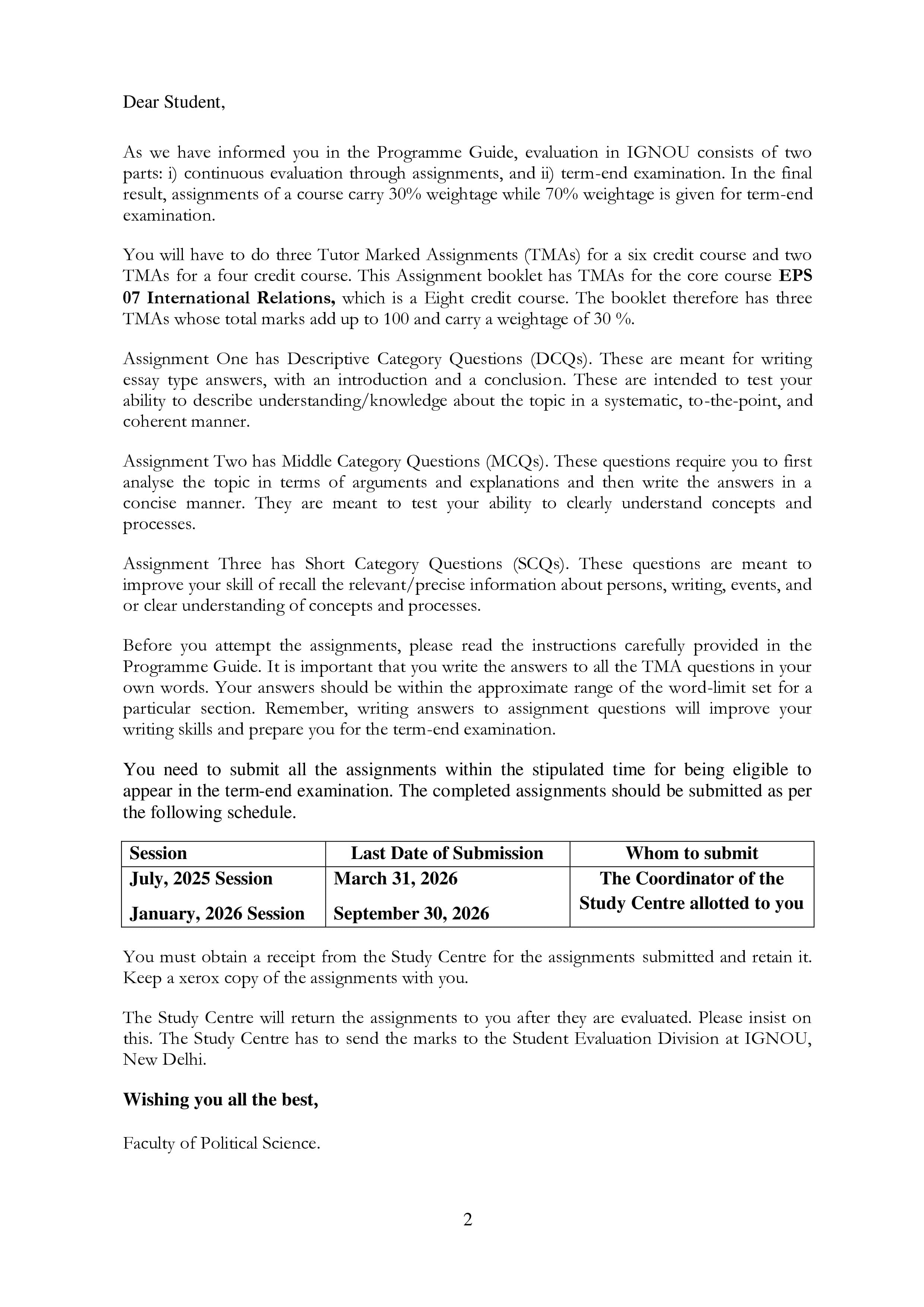 IGNOU EPS 007 Handwritten Hardcopy Assignment 2025-2026 (English Medium)