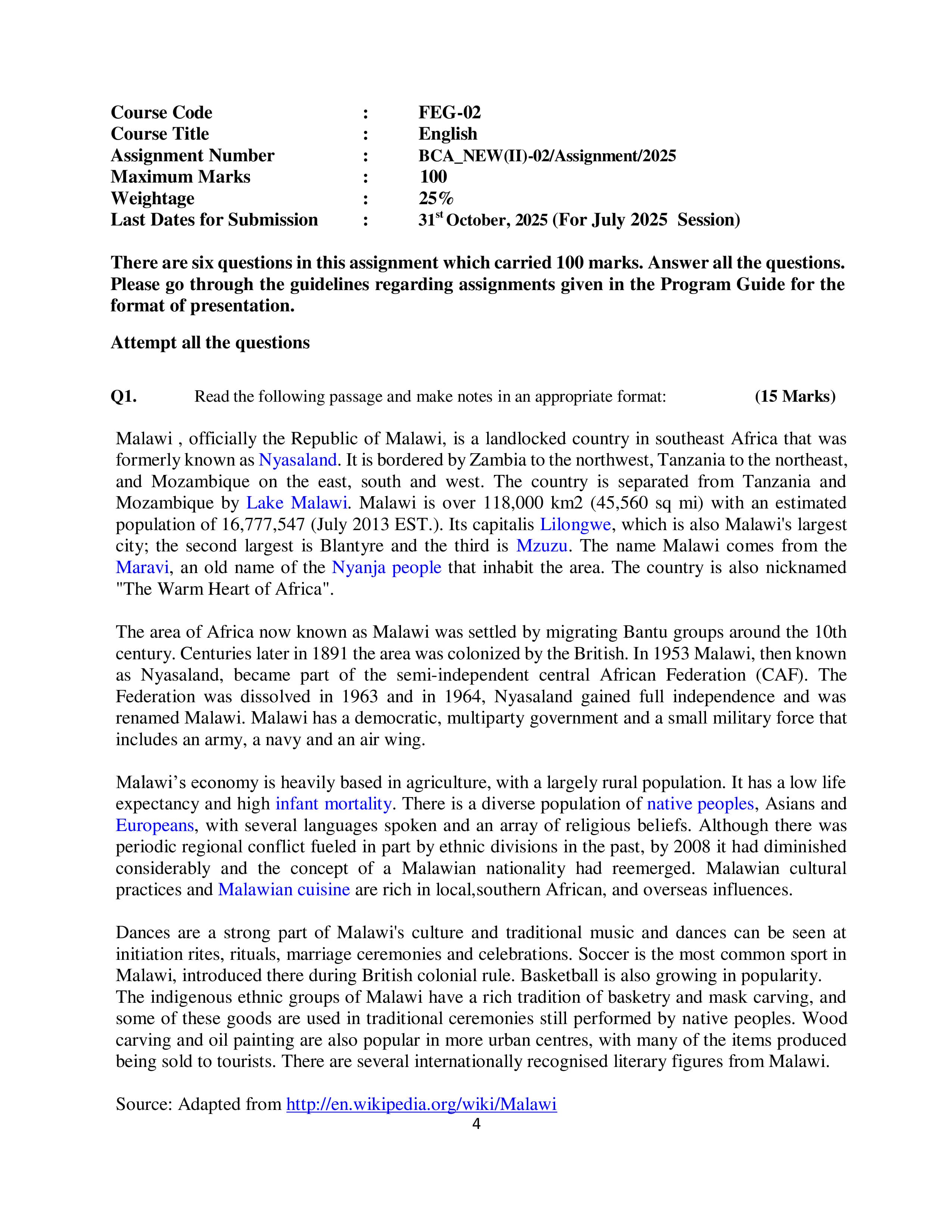 IGNOU FEG 002 Handwritten Hardcopy Assignment 2025-25 (English Medium)