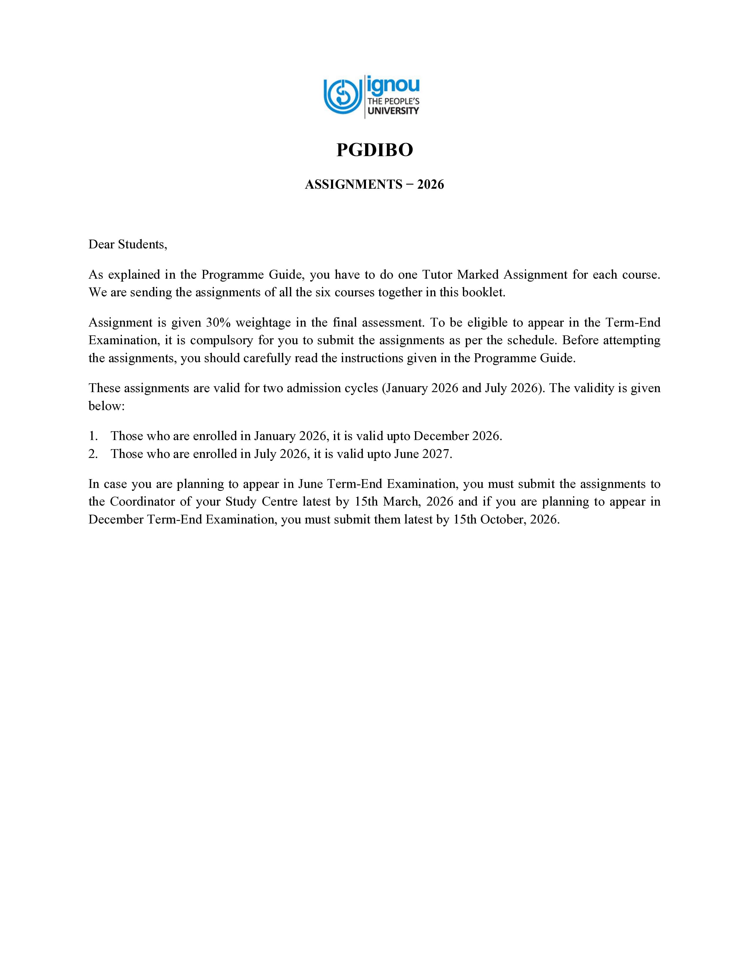 IGNOU IBO 006 Handwritten Hardcopy Assignment 2026-26 (English Medium)